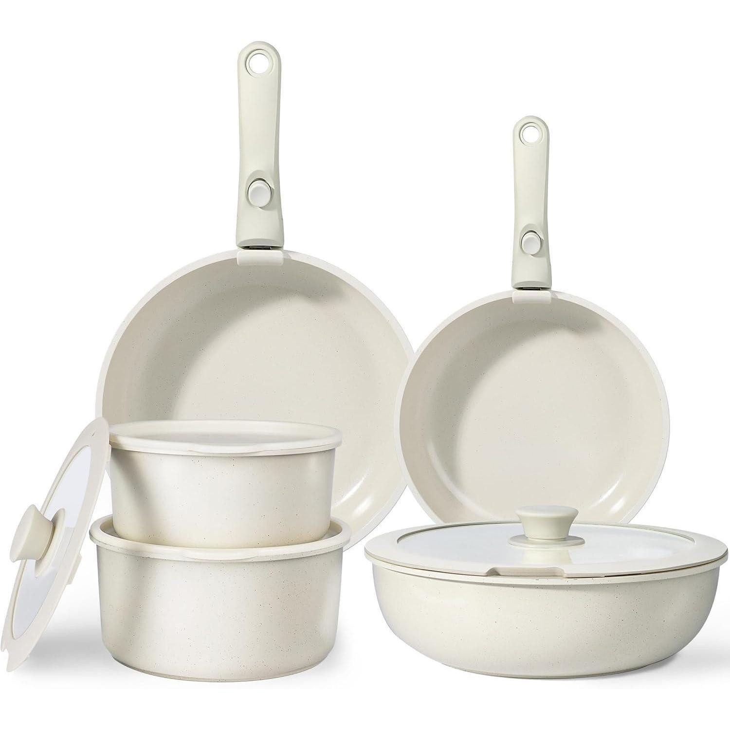 LuxusKollektion Pfannen-Set Pfannen-Topf-Set 11-teilig Rosa mit Griffen
