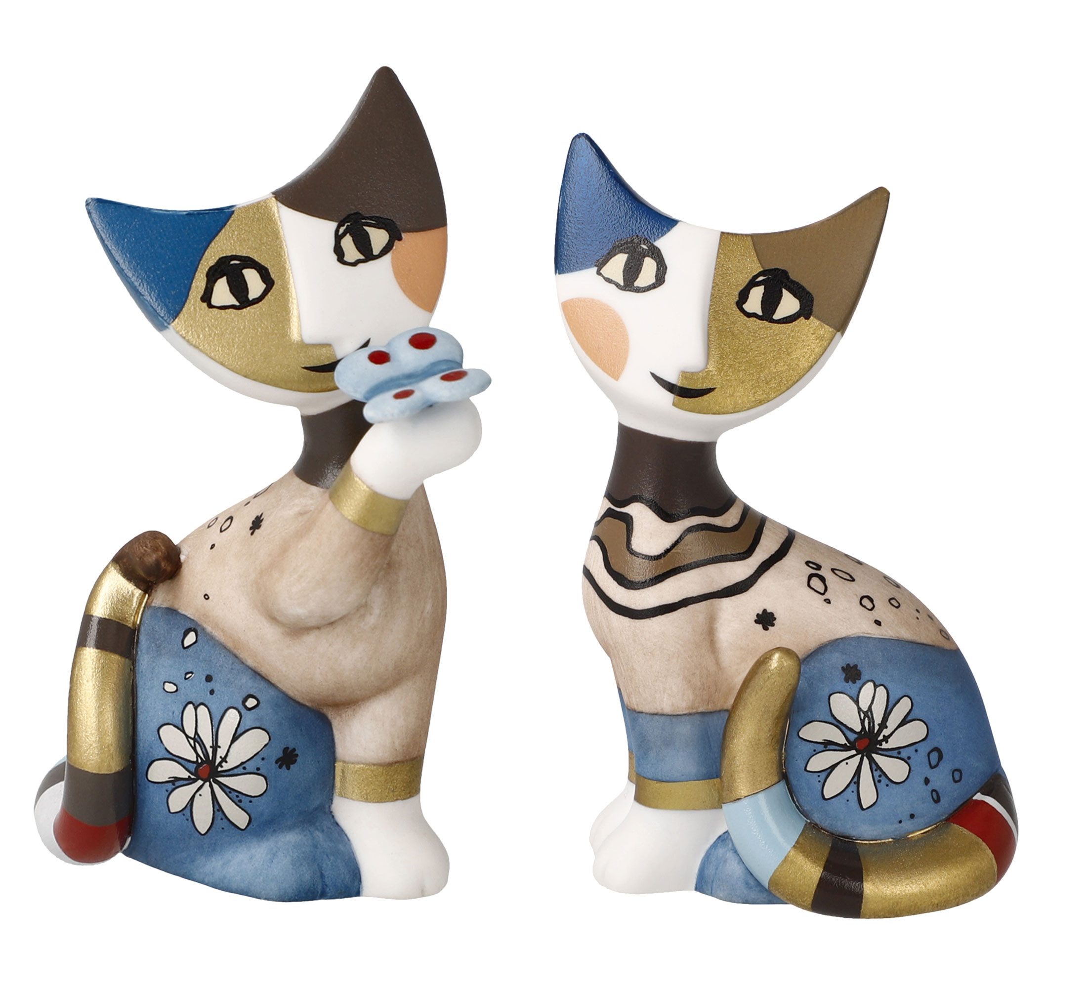 Dekomiro Dekofigur Katzenpaar Goebel Rosina Wachtmeister Ilaria + Daria im Dekomiro Set (2 St., 2tlg), Katzenfigur, Sammlerfigur, Porzellan