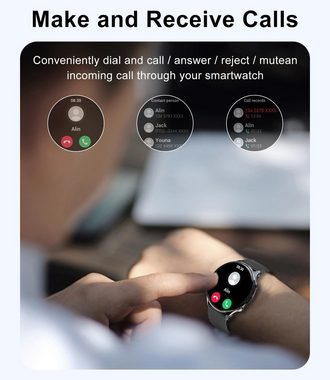 Fitonme Smartwatch (1,39 Zoll, Android iOS), Damen mit Telefonfunktion HD Fitnessuhr Runde mit 110+ Sportmodi SpO2