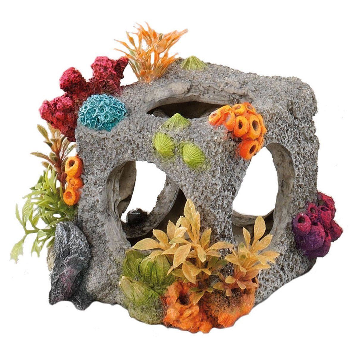 Aquariendeko Aquariumdekoration Würfel mit Korallen