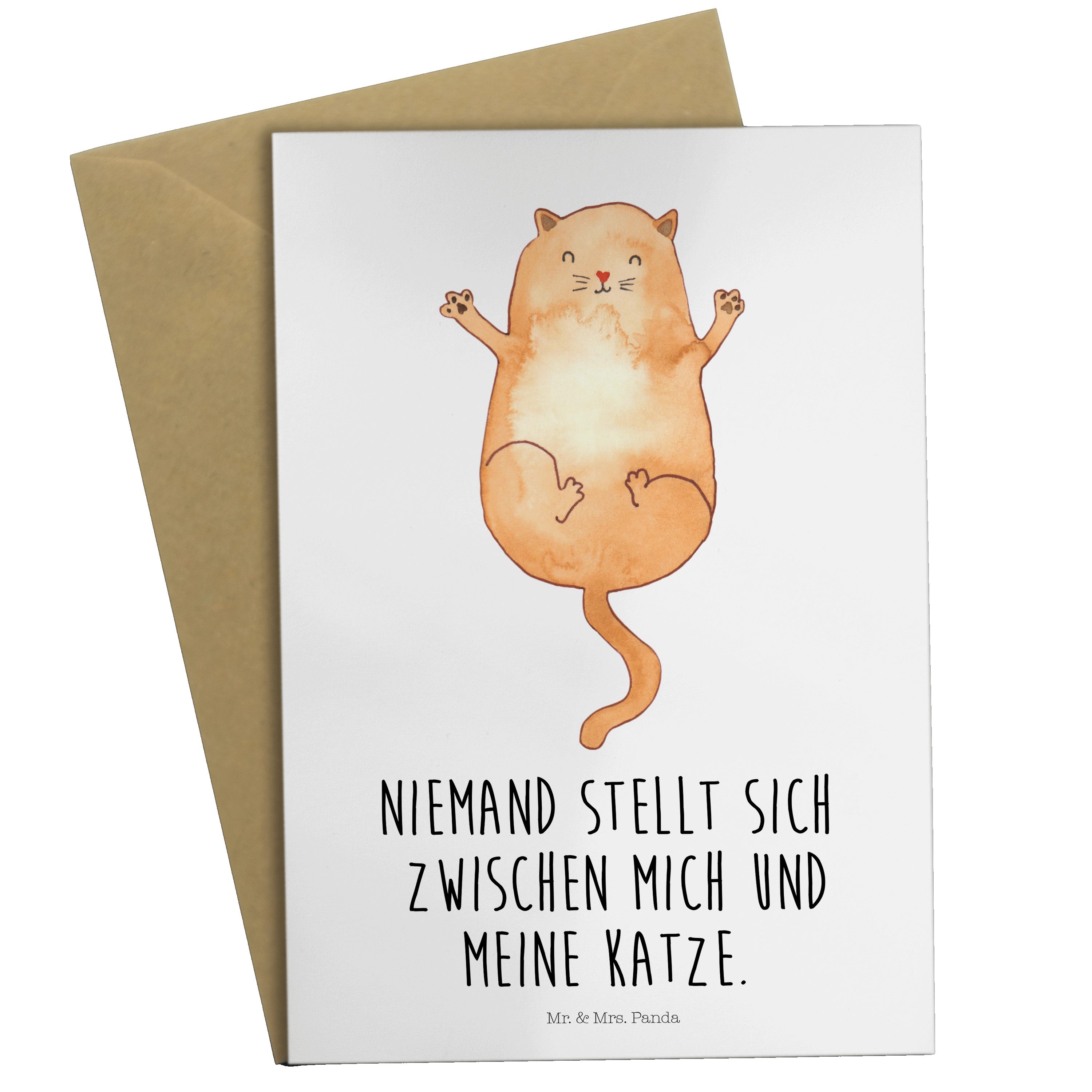 Mr. & Mrs. Panda Grußkarte Katzen Umarmen - Weiß - Geschenk, Katzensouvenirs, Miau, Karte, Hochz