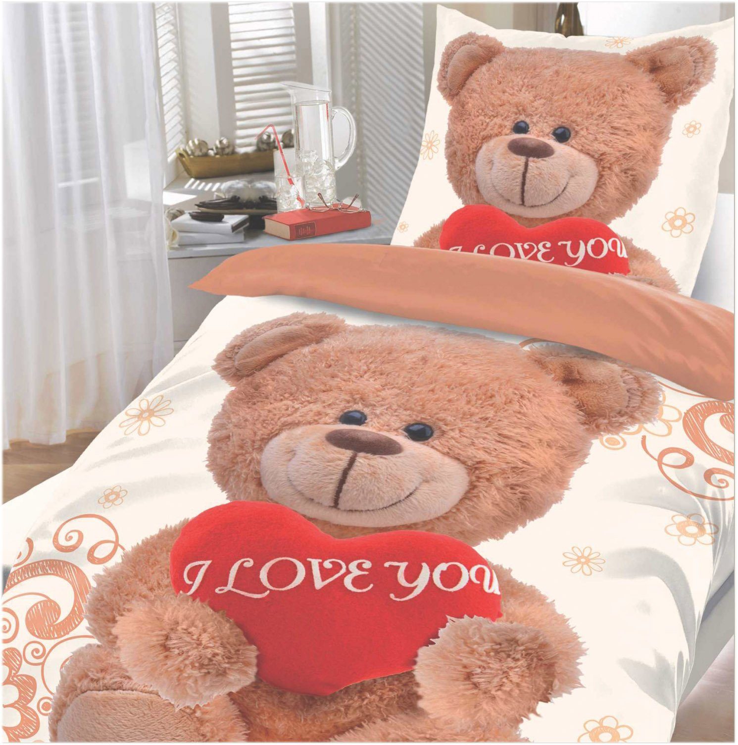 KH-Haushaltshandel Bettwäsche Motiv Bettwäsche Teddy Bär, I love you, 135 x günstig online kaufen