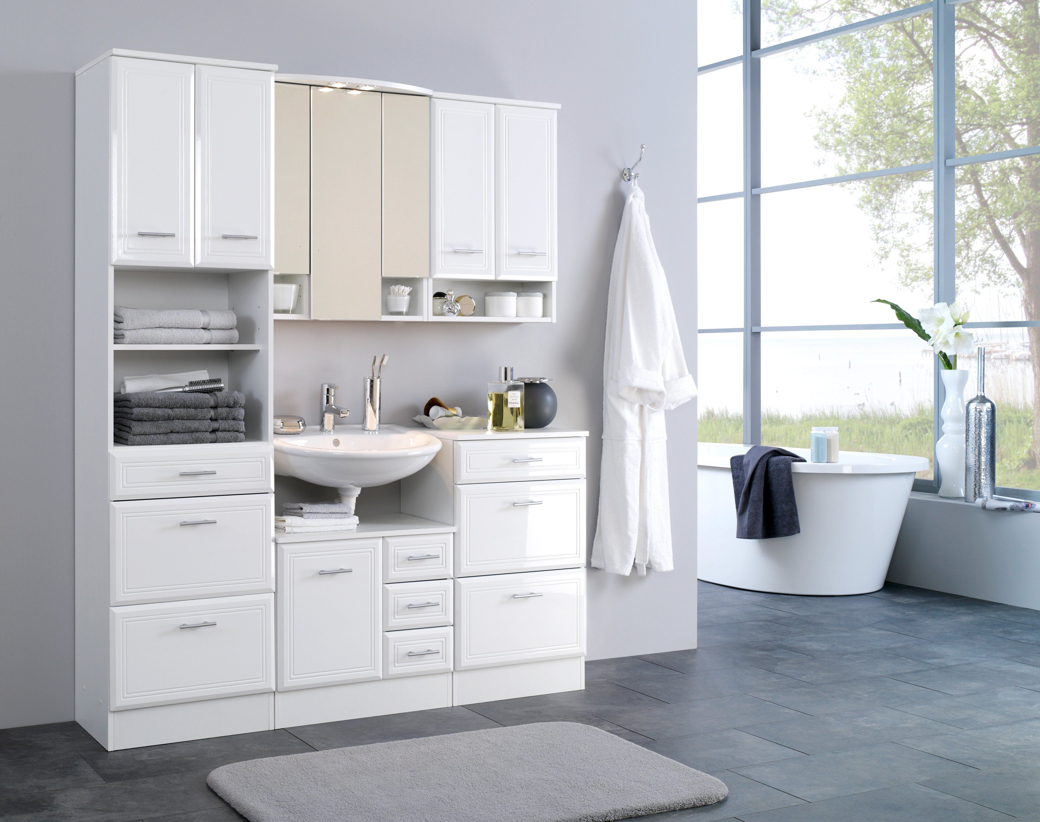 welltime Hochschrank Neapel Breite 50 cm, mit Hochglanzfronten und eleganter Fräsung – Bild 2 von 3