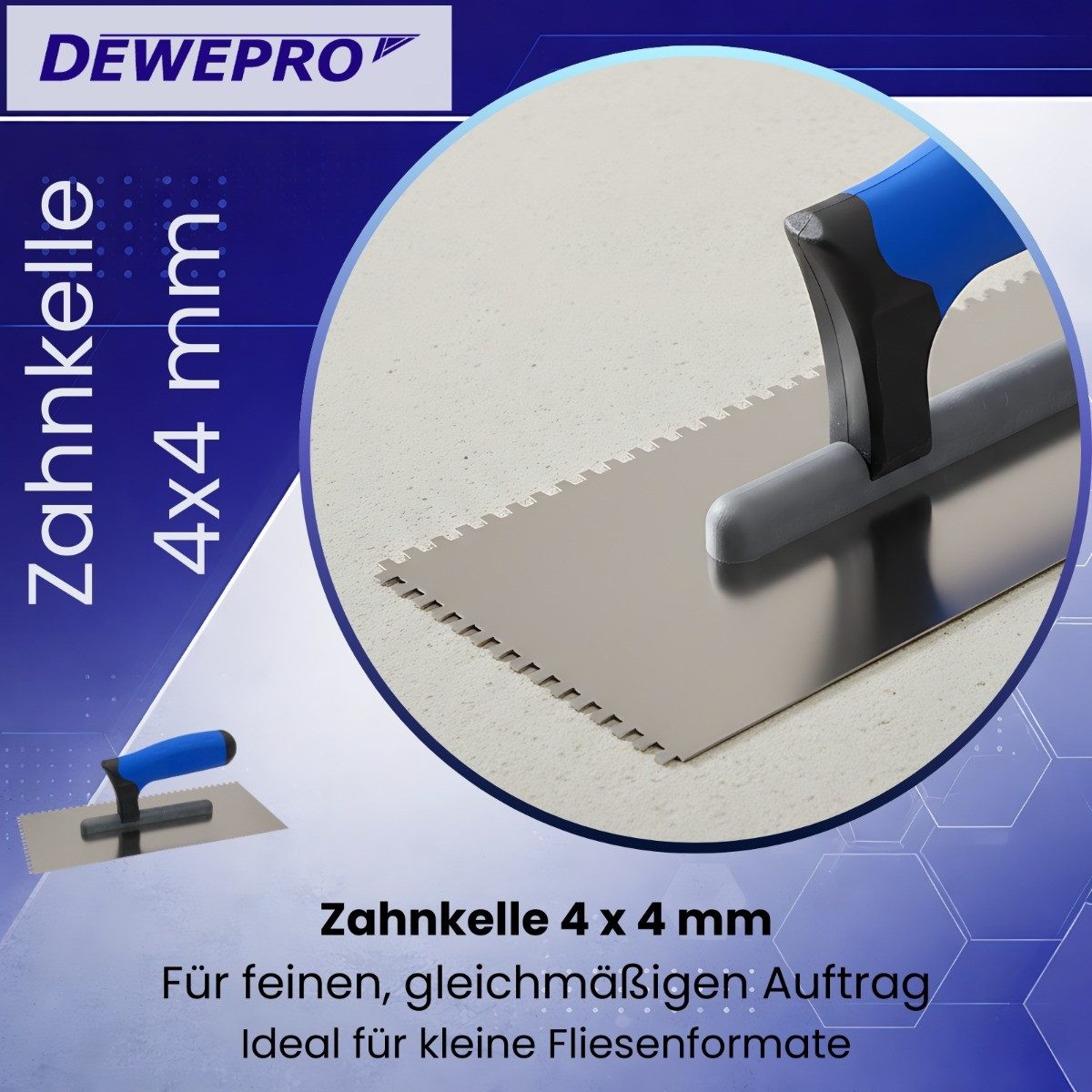 DEWEPRO Zahnkelle DEWEPRO Zahnkelle 4x4 mm PROFI 3 - Edelstahlblatt 270x130mm – rostfr