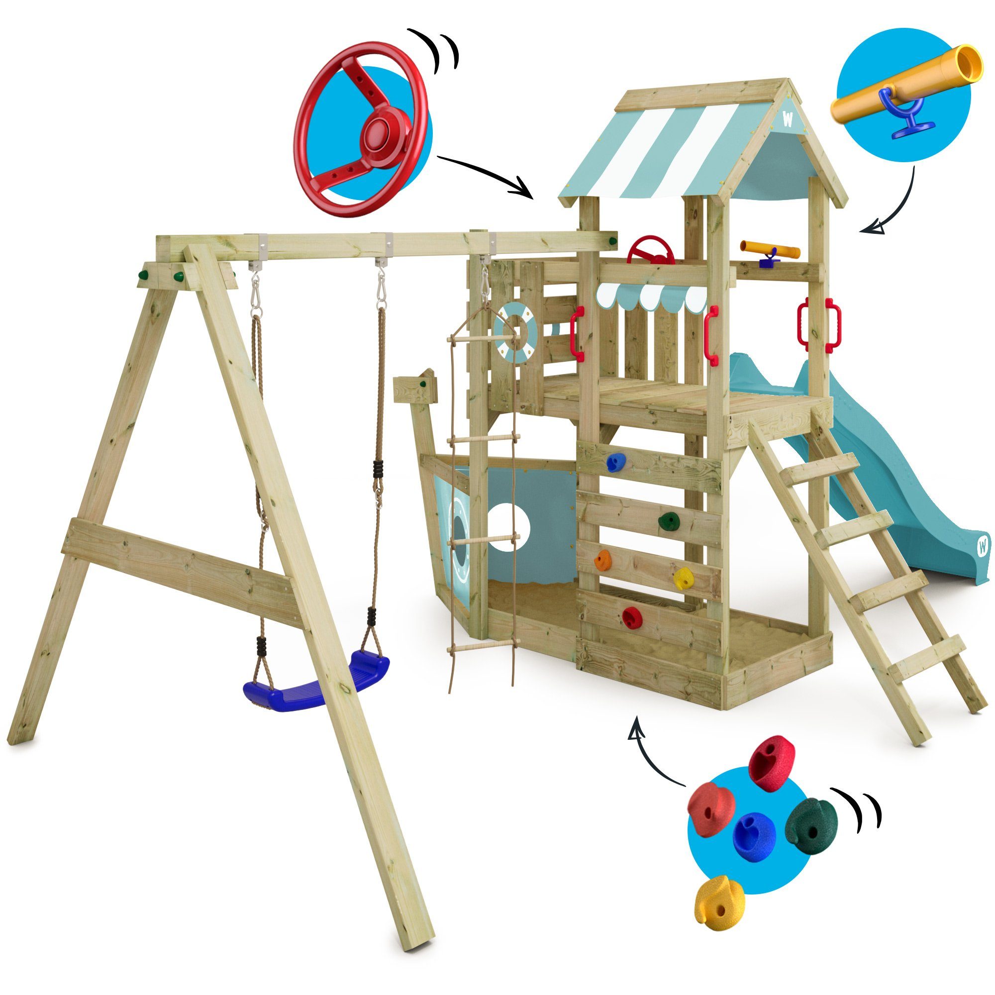 Wickey Spielturm SeaFlyer – Maritimer Kinderkletterturm günstig online kaufen