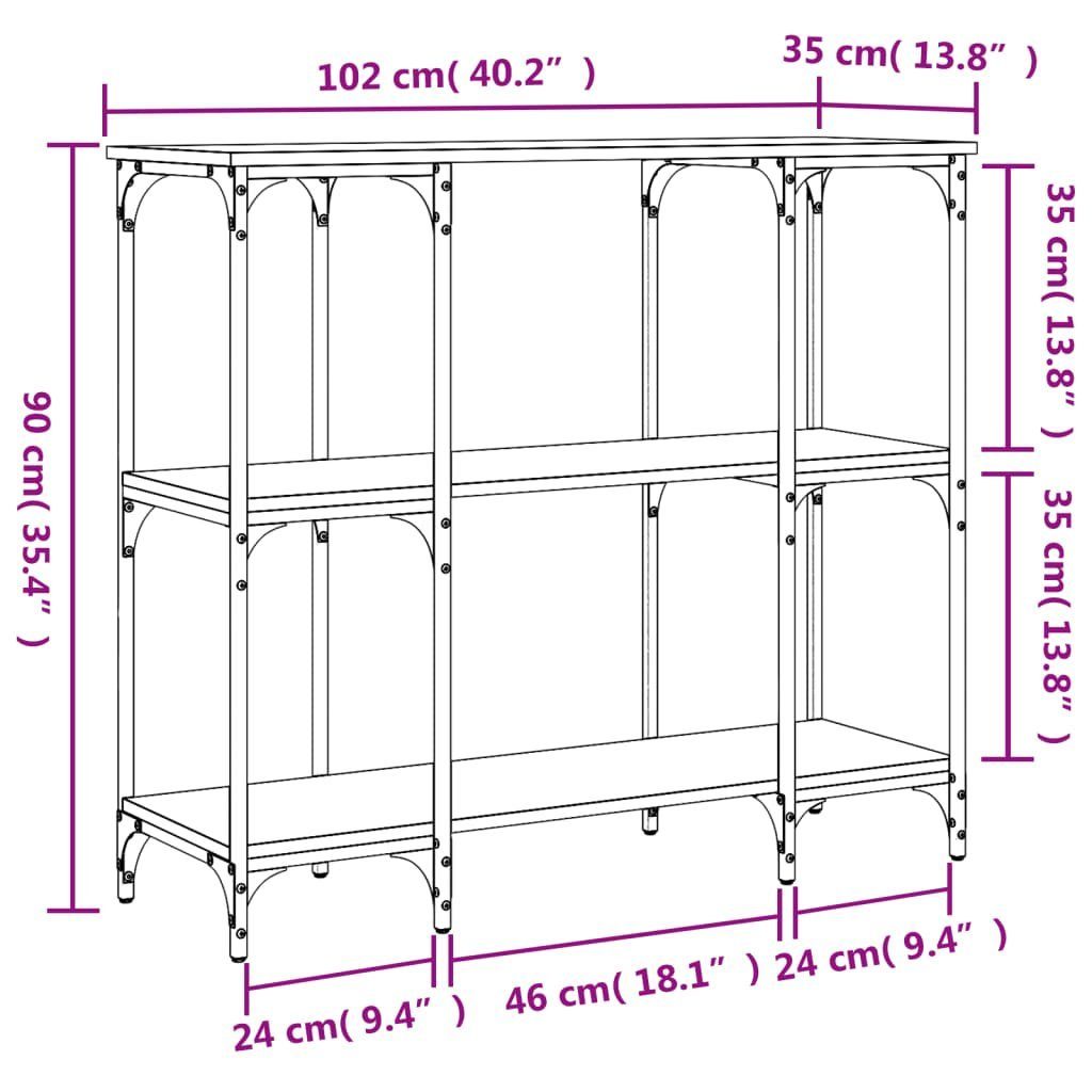 Holzwerkstoff Beistelltisch 102x35x90 Konsolentisch vidaXL (1-St) cm Sonoma-Eiche