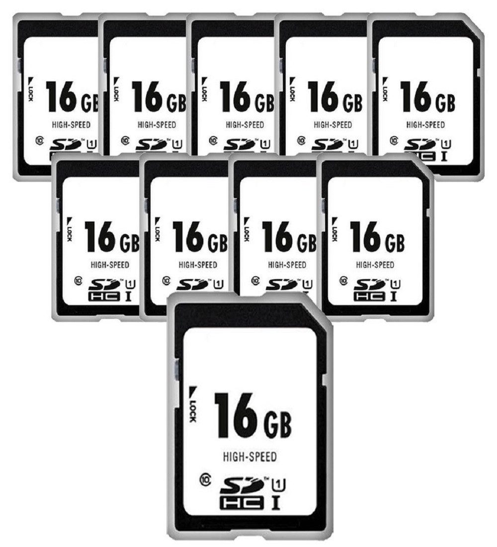 Photo Porst 10 x 1A PHOTO PORST High-Speed 16 GB SDHC-Karte Class 10 Speicherkarte (16 GB)