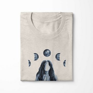Sinus Art T-Shirt Herren Shirt 100% gekämmte Bio-Baumwolle T-Shirt Mondzyklus Aquarell junge Frau Motiv Nachhaltig Ök (1-tlg)