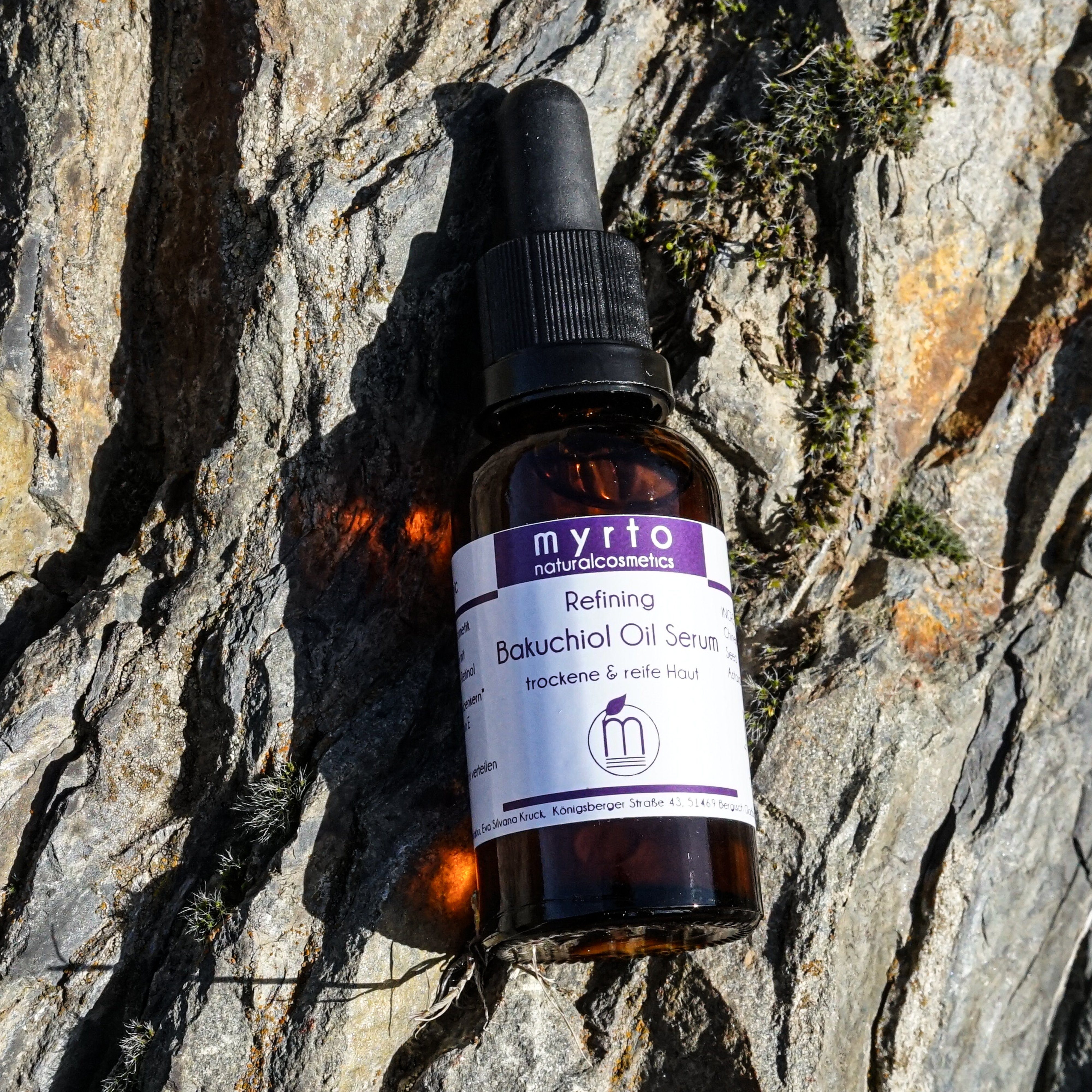 myrto Naturkosmetik Gesichtsserum Refining Bakuchiol Oil Serum - Anti-Aging Ölserum ohne Duftstoffe, Bestbewertung bei Codecheck: 100% EMPFEHLENSWERT (grüner Ring)