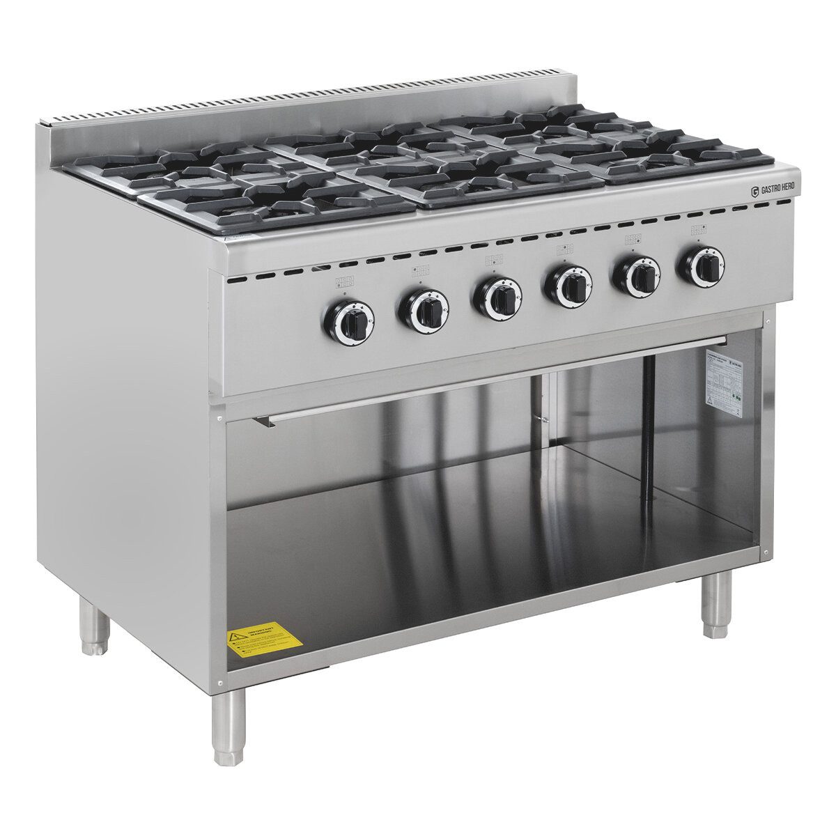GastroHero Dönergrill Gasherd 6 Brenner 43,2 kW Edelstahl Gastro Standherd, 43200 W