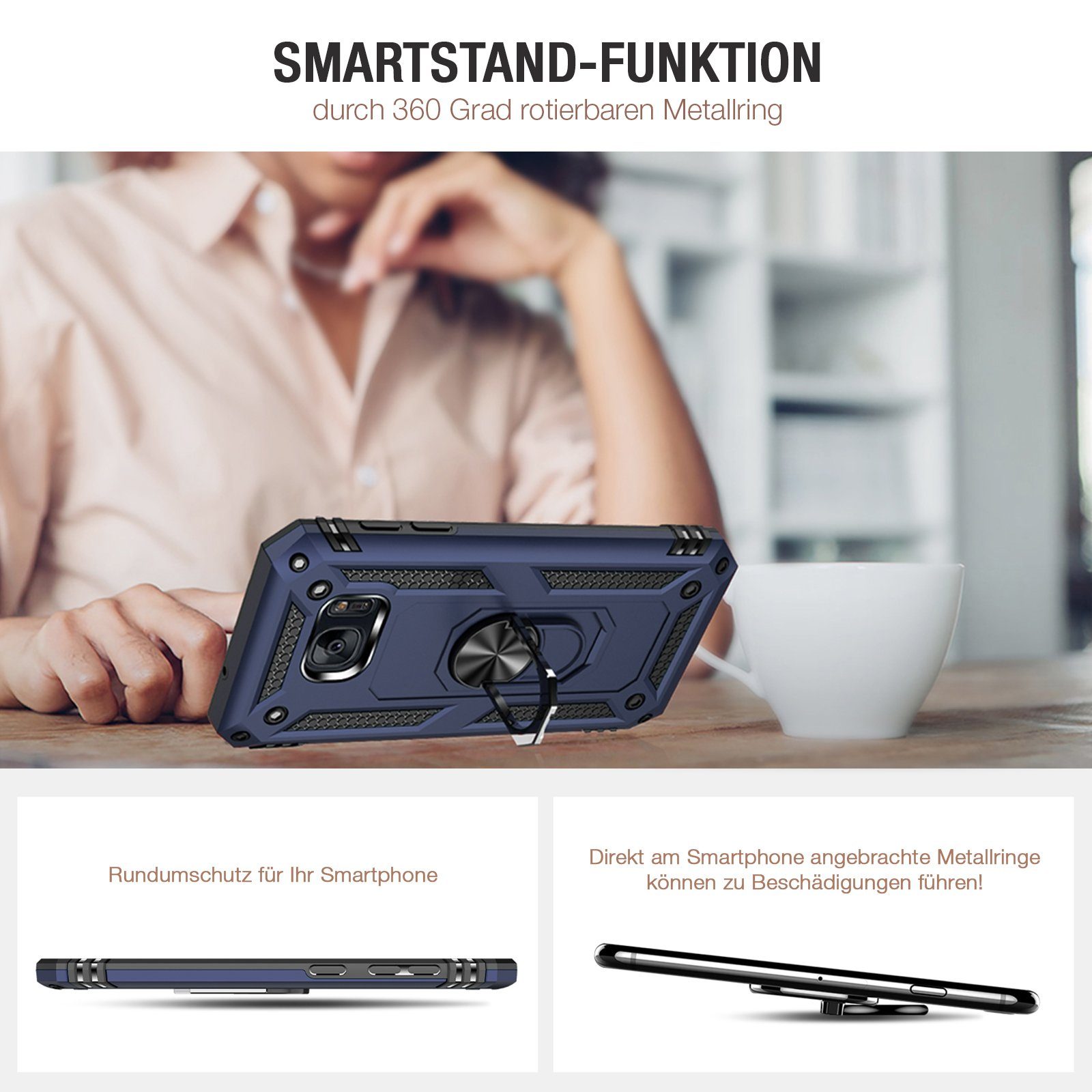Tec-Expert Handyhülle Outdoor Cover Hülle für Samsung Galaxy S7 5.1 Zoll, 5.1, Premium Hülle aus verstärktem Polycarbonat