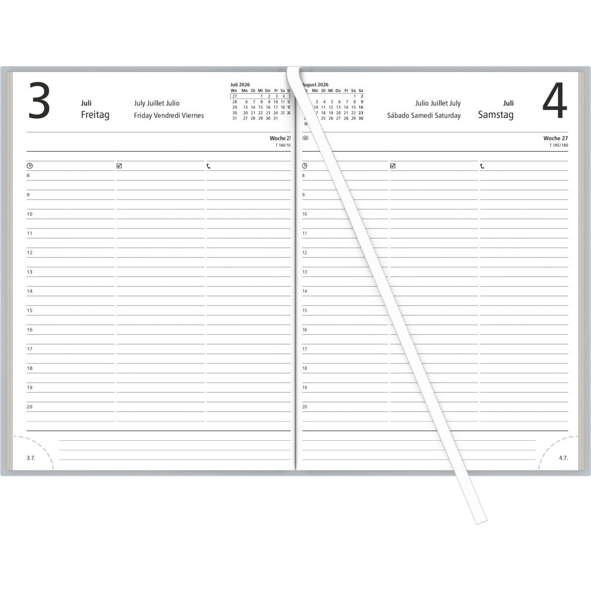 ZETTLER Buchkalender Buchkalender 876 14,5x21cm 1 Tag/1 Seite grau 2026