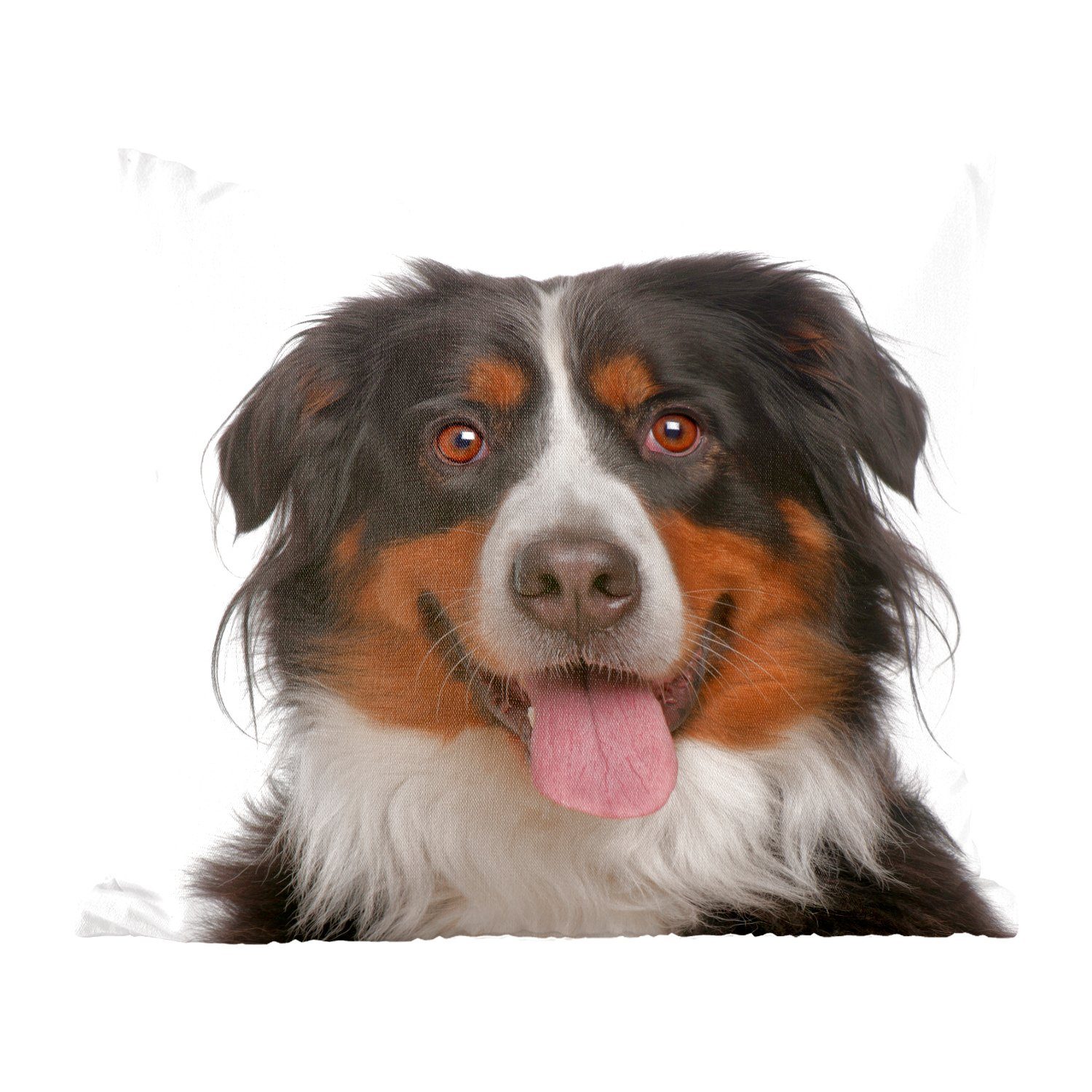 MuchoWow Dekokissen Berner Sennenhund vor einem weißen Hintergrund, Zierkissen mit Füllung für Wohzimmer, Schlafzimmer, Deko, Sofakissen