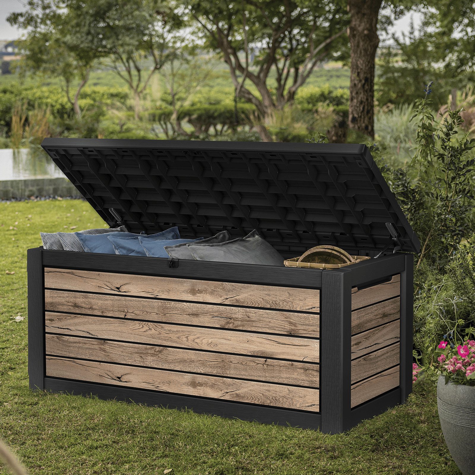 Keter Gartenbox "NORTHWOOD" 623L 157x72x69cm Deckel günstig online kaufen