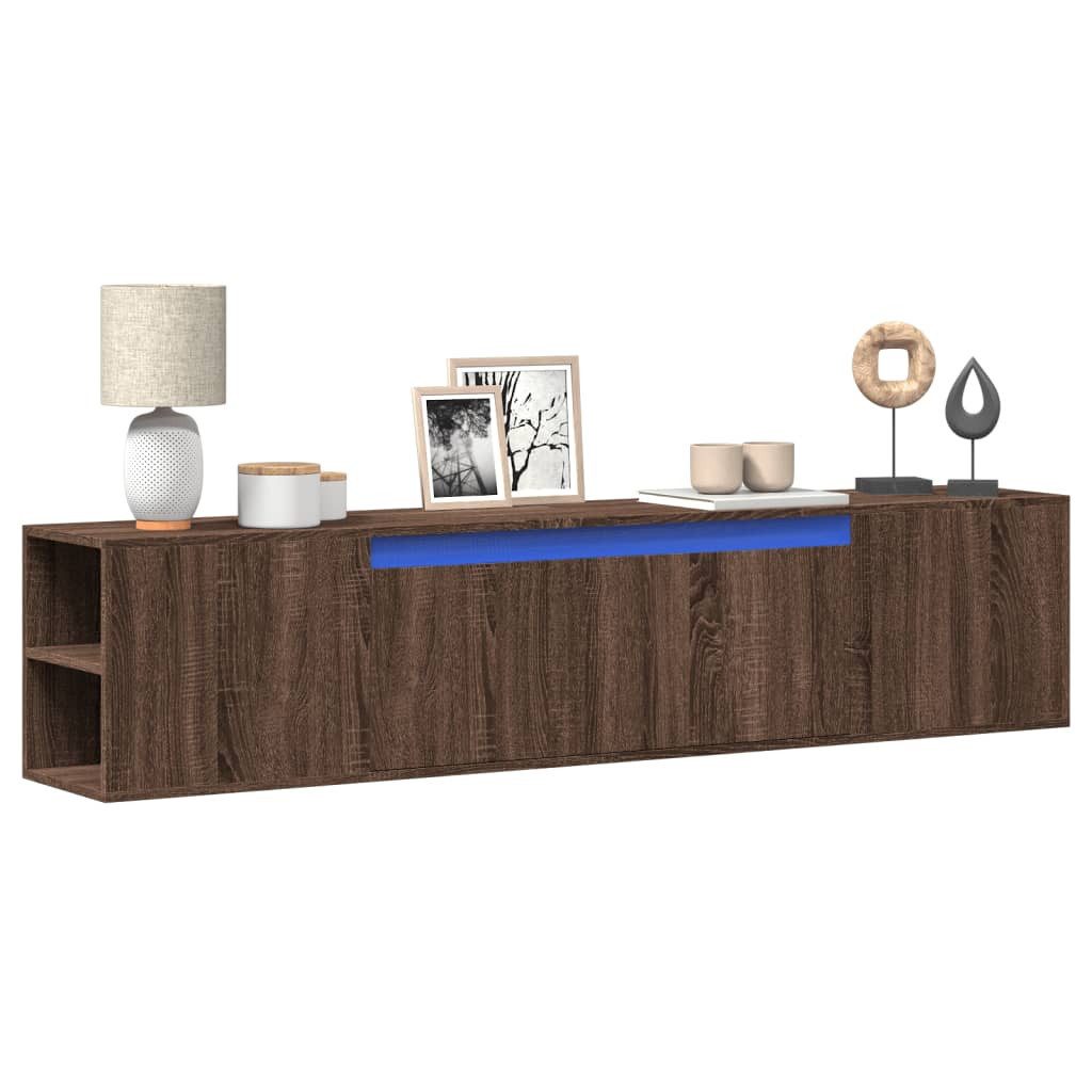 vidaXL Schrankmodule TV-Wandschrank mit LED-Beleuchtung Braun Eiche 180x31x günstig online kaufen