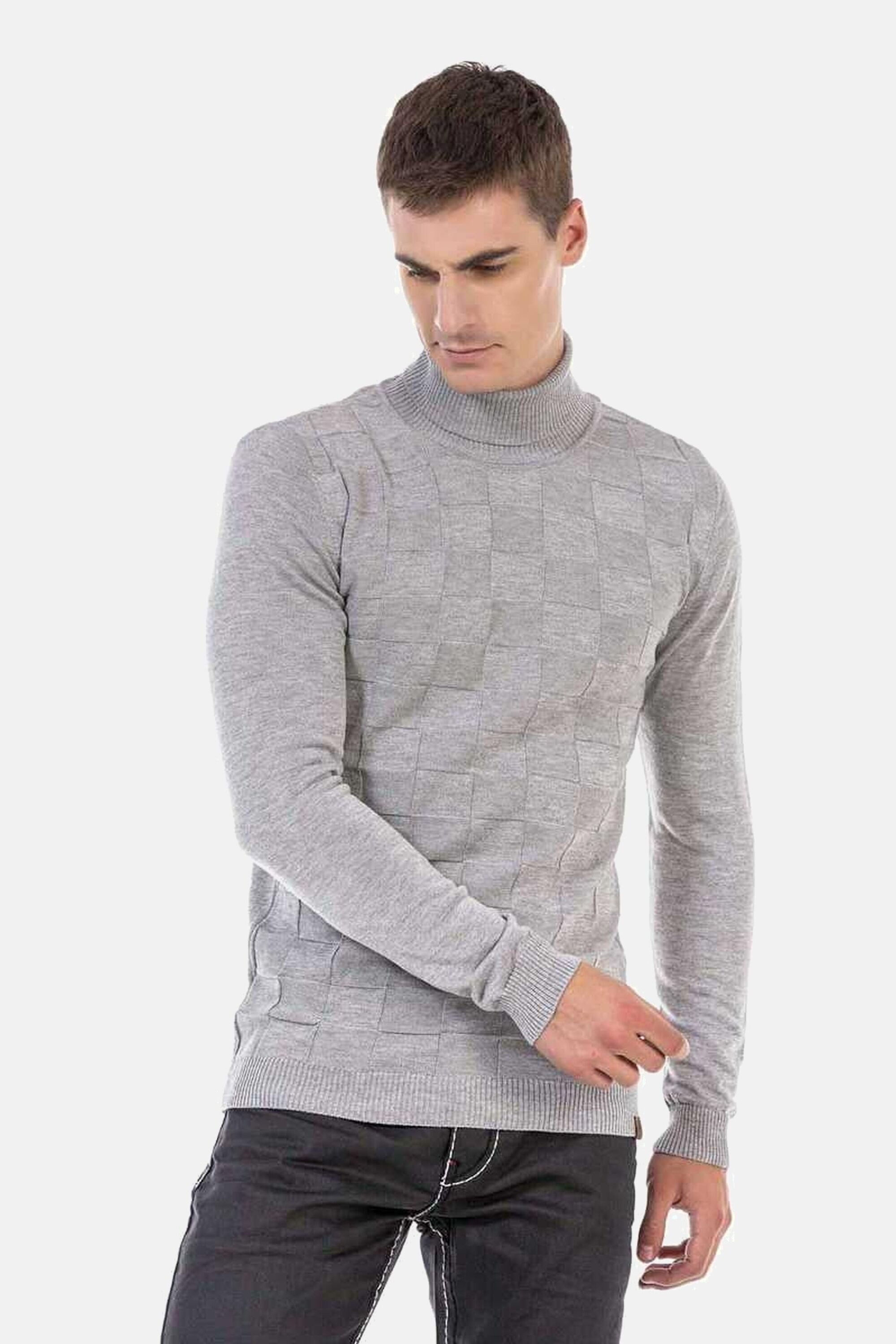 Cipo & Baxx Rollkragenpullover Pullover (1-tlg) mit kariertem Strickmuster, CP241