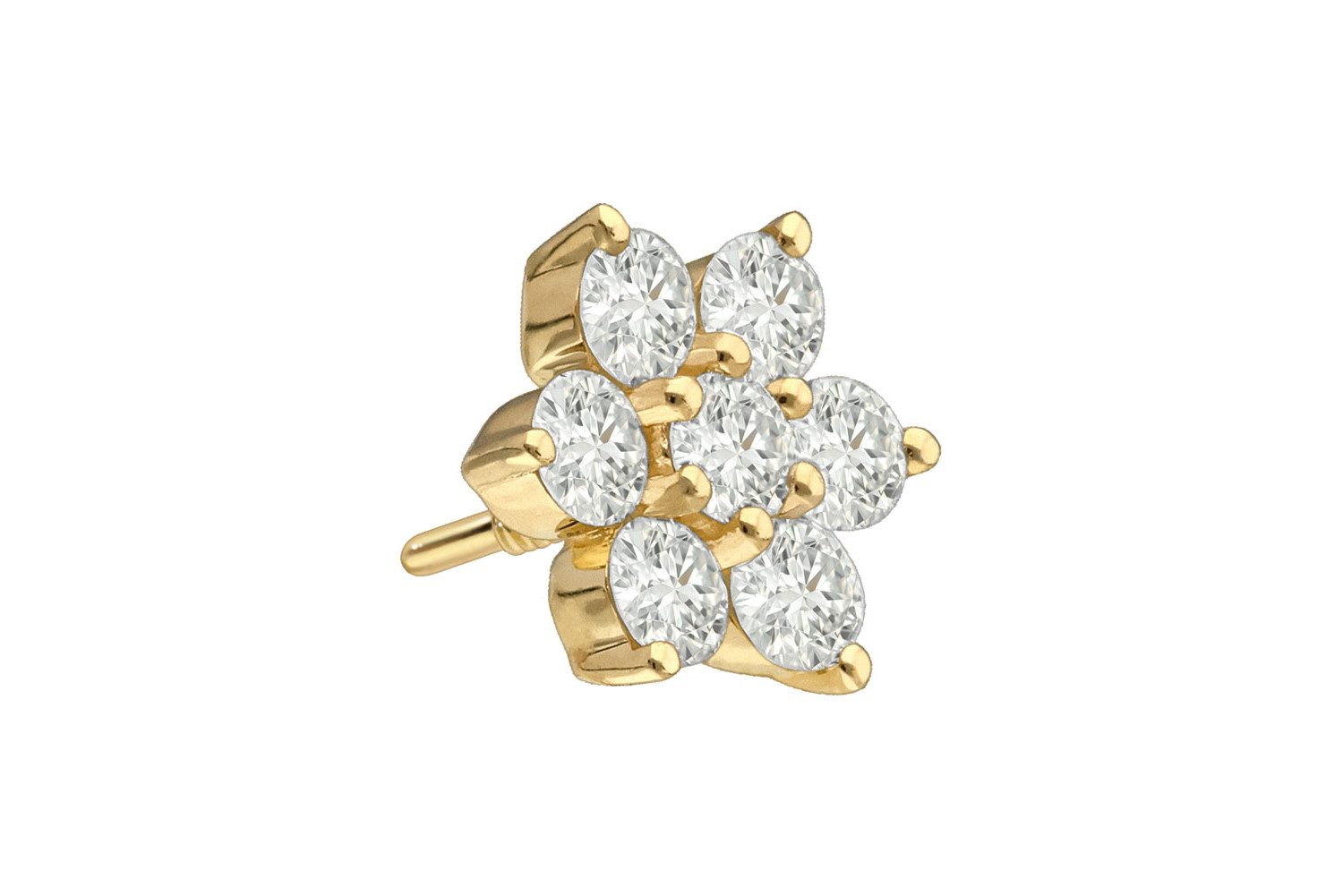 PIERCINGLINE Piercing-Set 18 Karat Gold Schraubaufsatz mit Außengewinde DIAMANT-BLUME (Schraub-Aufsätze, 1-tlg)