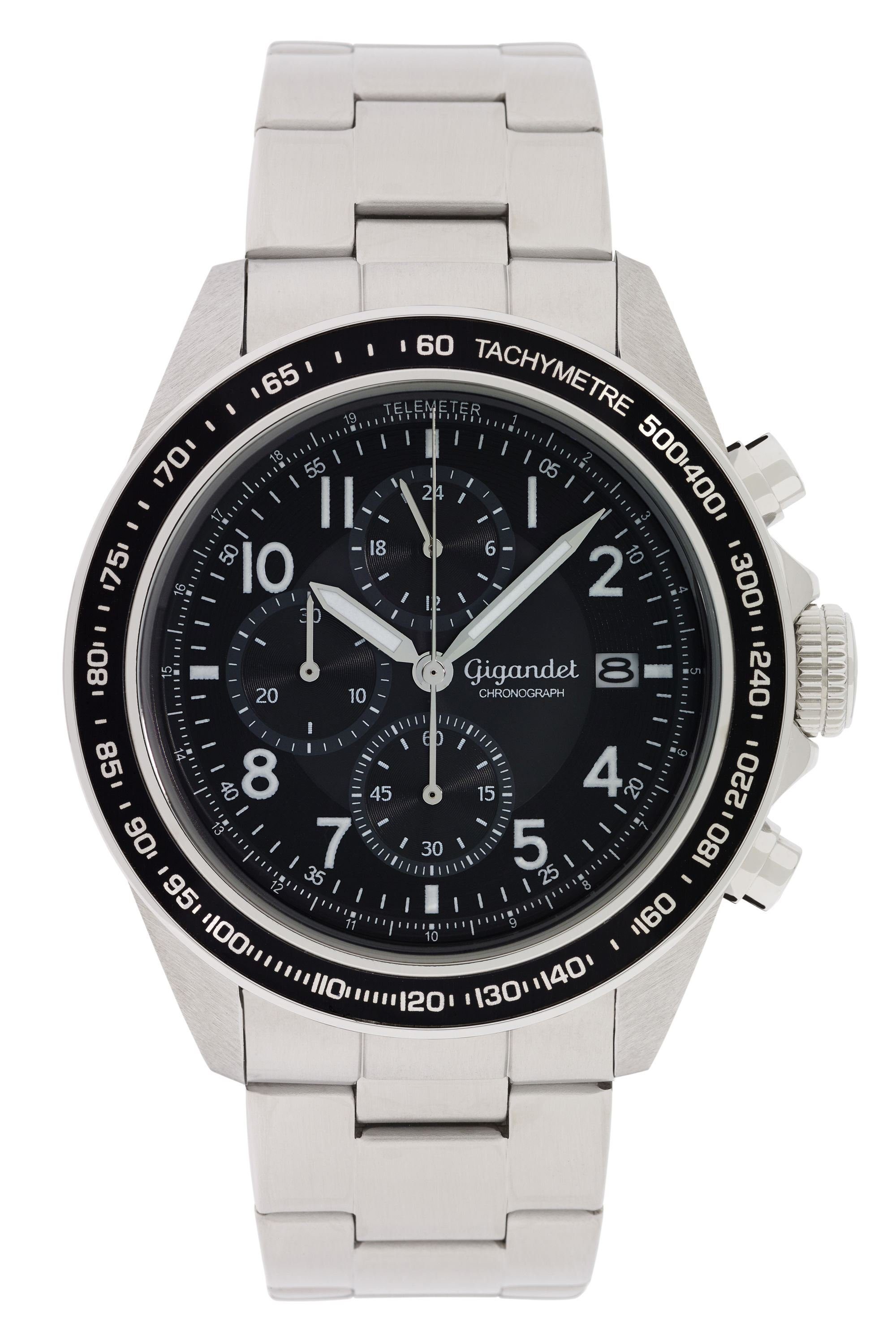 Chronograph 24-Std. Anzeige, Mineralglas, Racetrack, Tachymeter Datumsanzeige, Gigandet Chronograph,