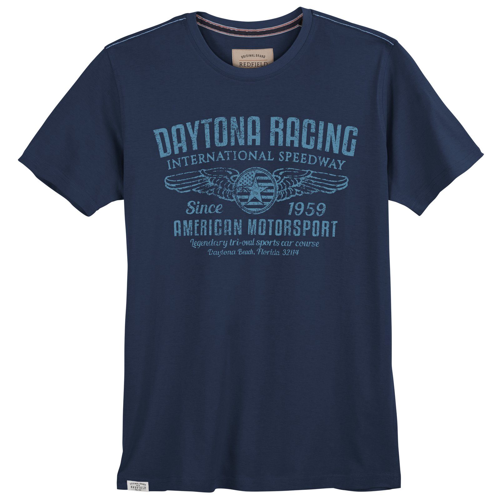 redfield Rundhalsshirt Große T-Shirt Redfield Herren Größen Daytona denimblau Racing