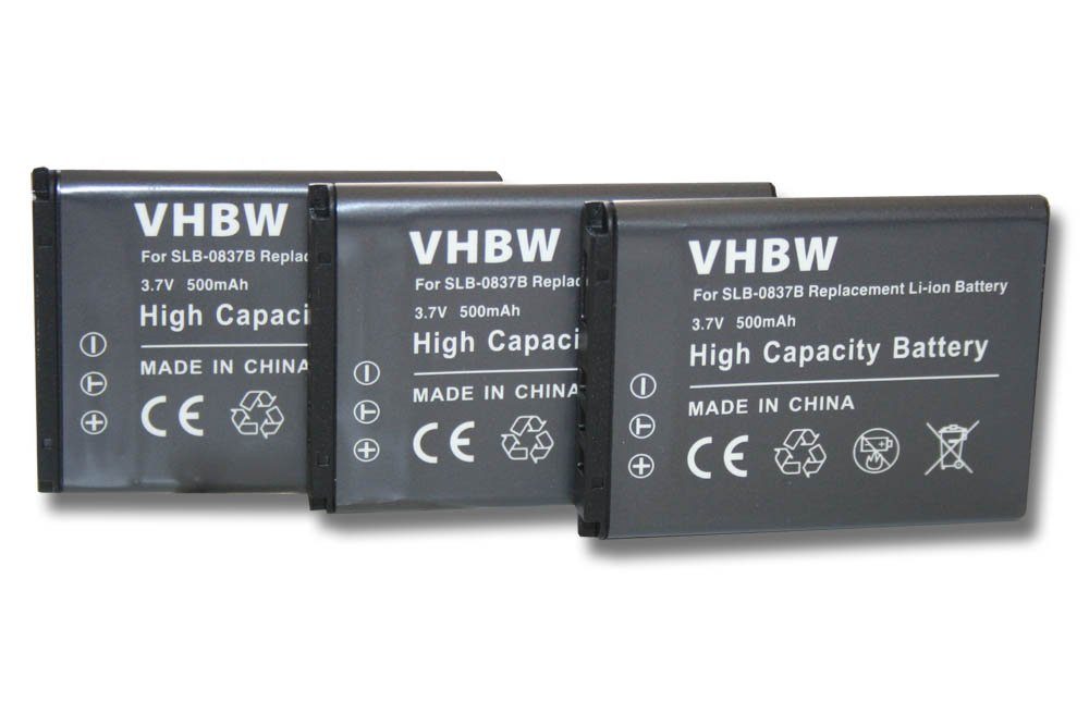 vhbw passend für Samsung Digimax NV15, NV20, SL201, L70, L83t, L201, NV8, Kamera-Akku 500 mAh | Kamera-Akkus