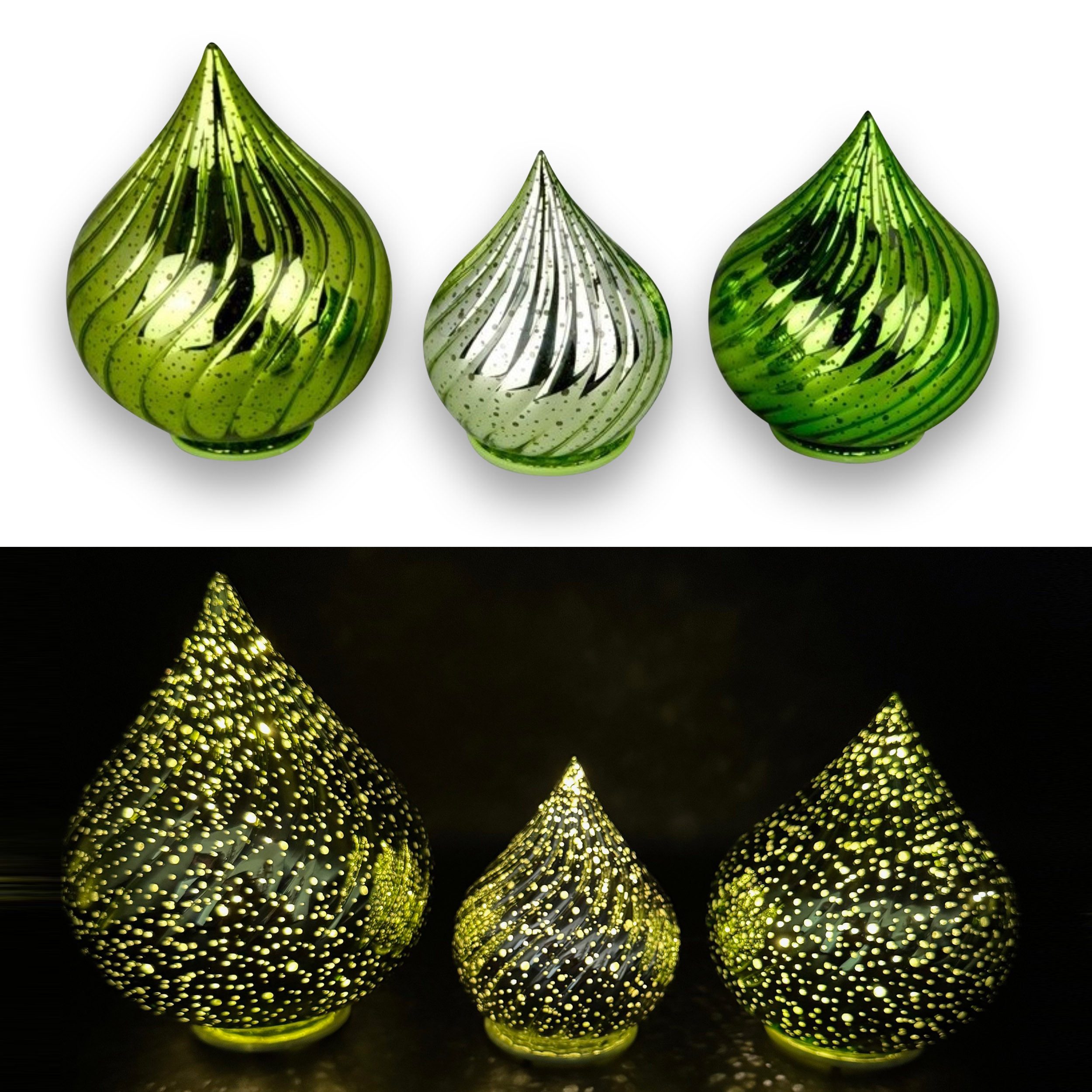 Online-Fuchs LED Dekolicht - 3 Glastropfen mit LED-Lichterkette, Funkeleffe günstig online kaufen