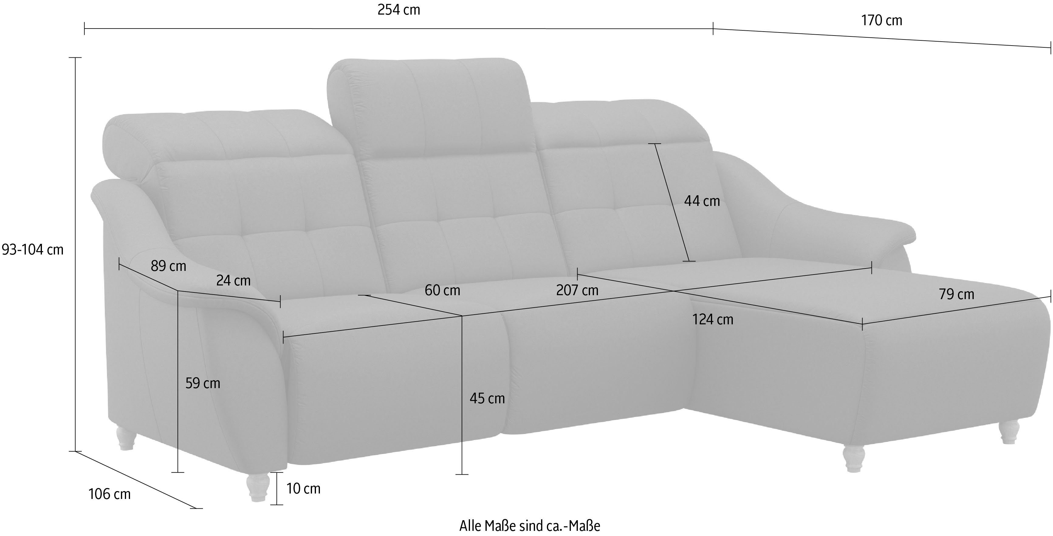 Home affaire Ecksofa Boston L-Form, 2 Teile, Kopfteilverstellung an jeder Sitzfläche, wahlweise Relaxfunktion