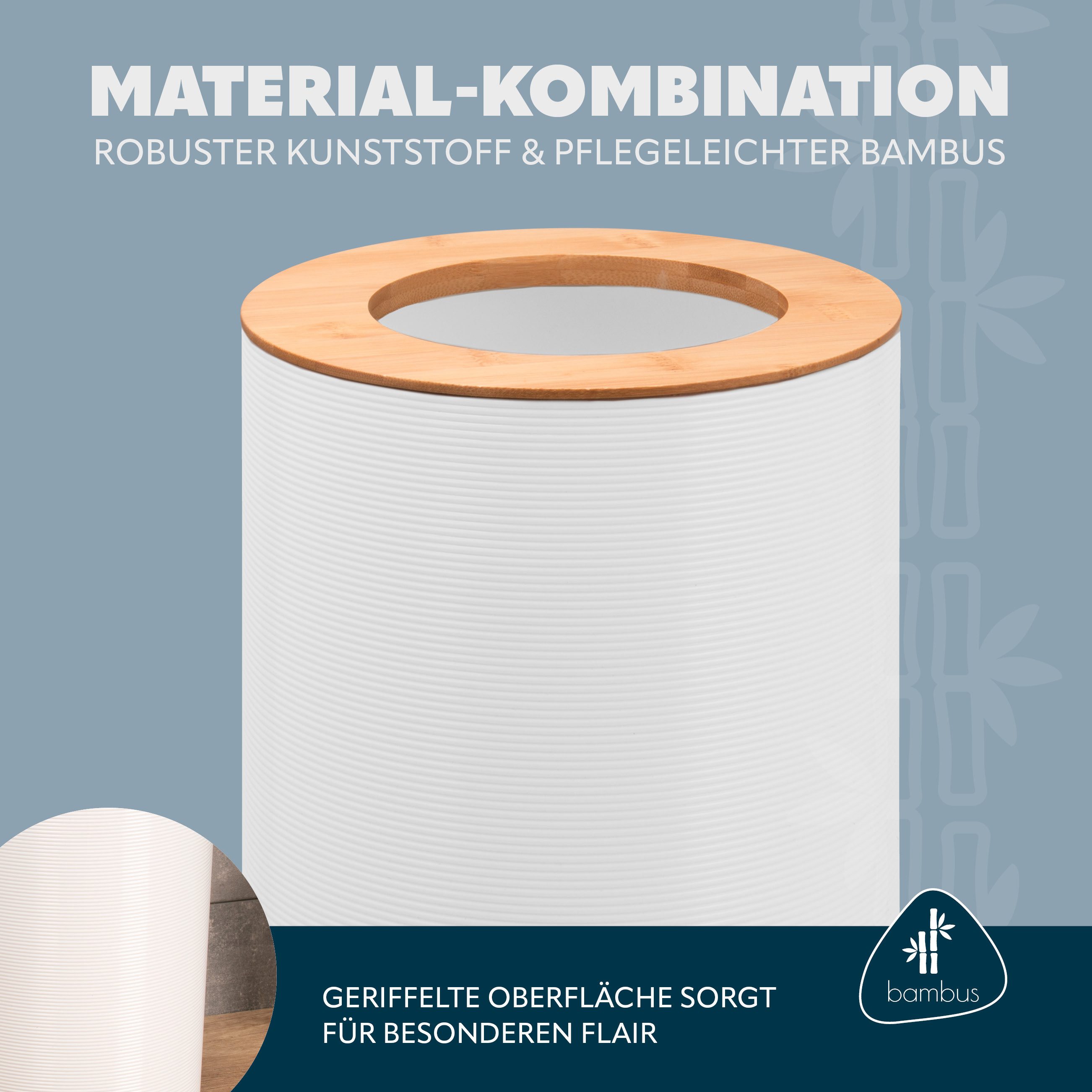 bremermann Kosmetikeimer Kosmetikeimer SEGNO aus Bambus und Kunststoff, Abfalleimer, 5,5 L