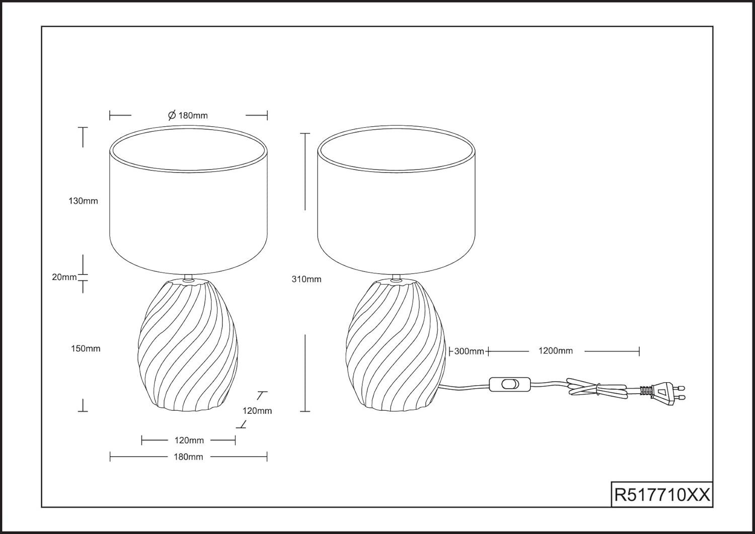 lightling Tischleuchte Melina, ohne Leuchtmittel, Schnurschalter, IP20 Indoor, weiß matt