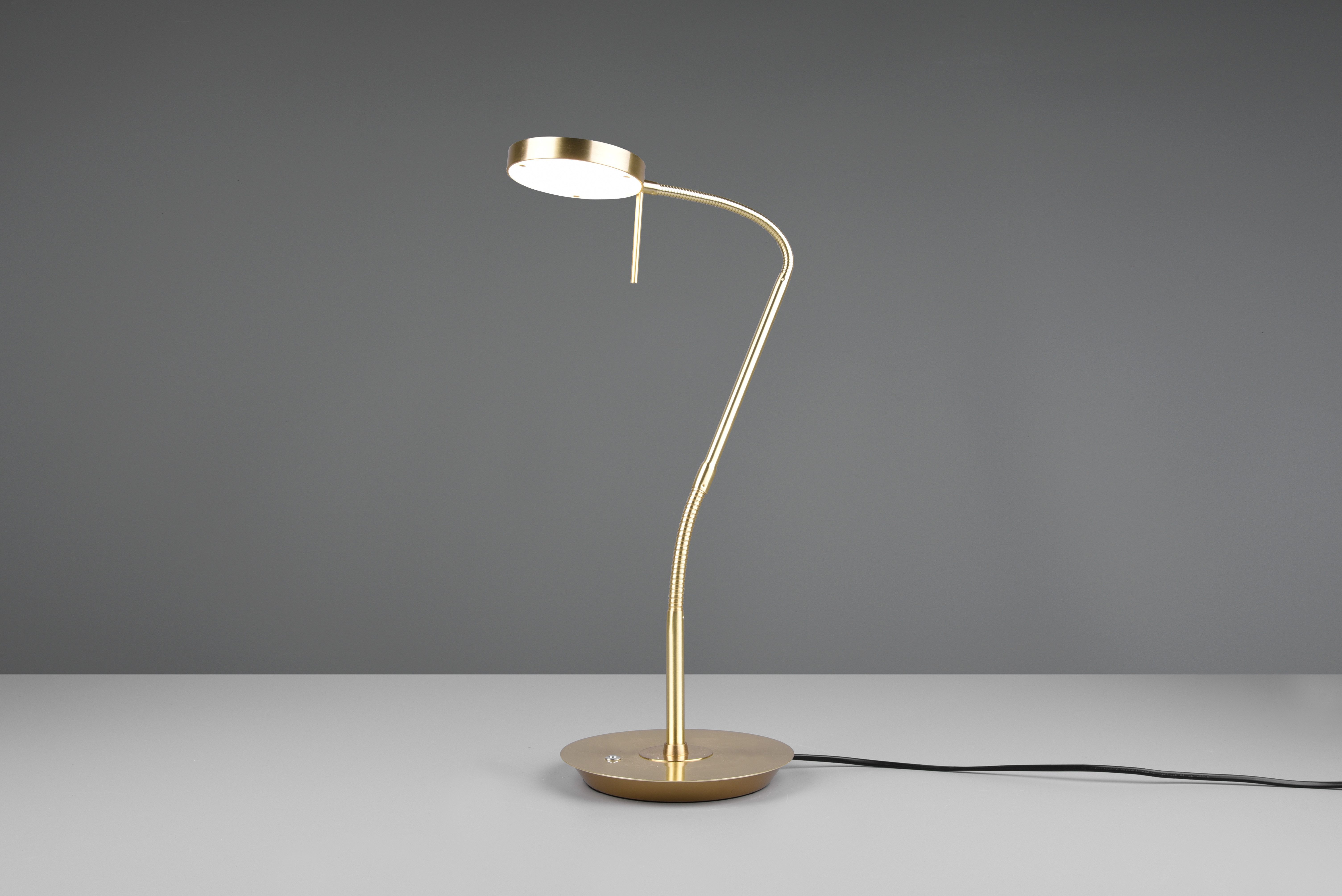 TRIO Leuchten LED Tischleuchte MONZA, Tischlampe mit Sensordimmer Lichtfarbe einstellbar 2300-4000K, Dimmfunktion, Memoryfunktion, LED fest integriert, Farbwechsler, warmweiß - kaltweiß, Leuchtenkopf flexibel verstellbar Memoryfunktion Höhe 57-74 cm