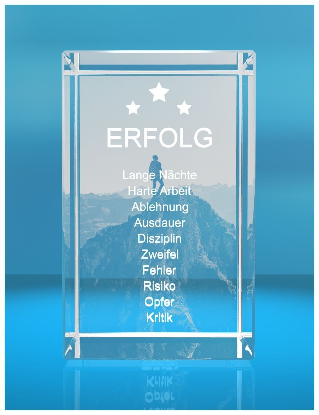 Dekofigur 3D Glasquader Motivationsspruch Weg zum Erfolg Geschenk für, Hoch günstig online kaufen