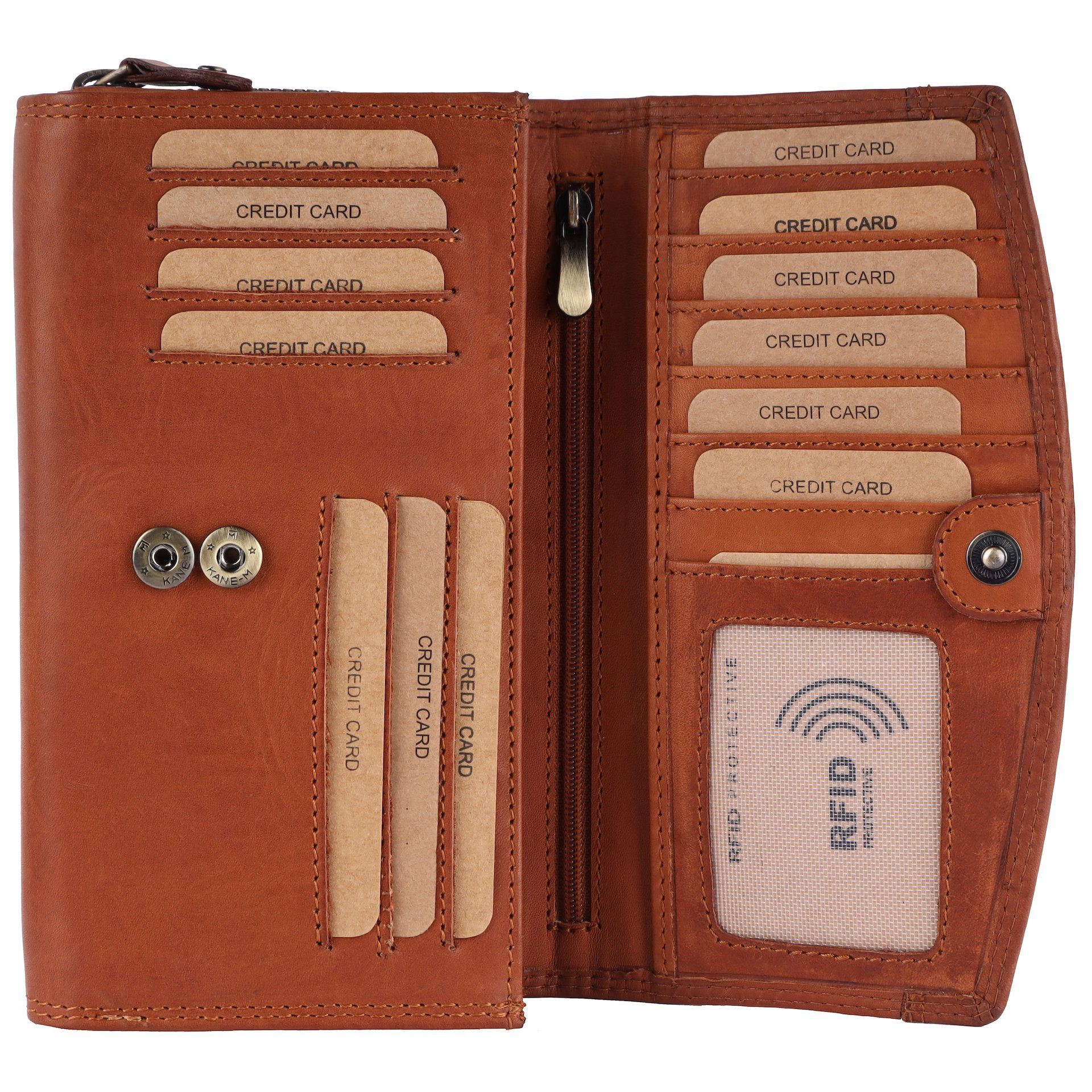 Benthill Geldbörse Damen Echt Leder XXL Großes Portemonnaie RFID Vintage Damenbörse, RFID-Schutz Kartenfächer Münzfach Reißverschlussfach