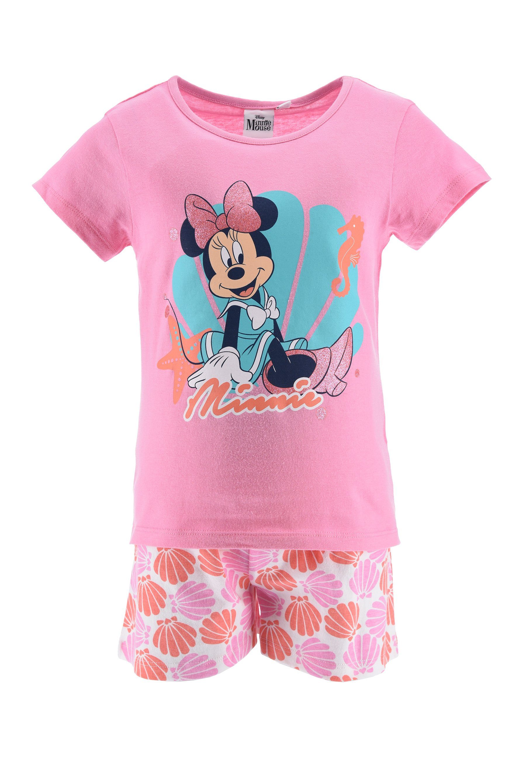 Minnie tlg) Pink Mädchen Disney Mouse Shorty (2 Sommer Schlafanzug Pyjama