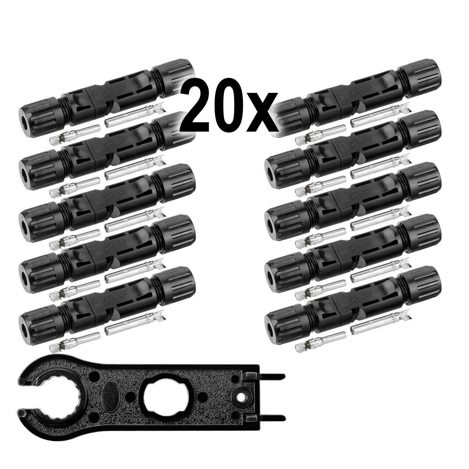 avoltik Wechselrichter MC4 Solar Kabelstecker Solarpanel MC4 Stecker männ.-/weiblich PV IP67, (MC4 Solar Kabelstecker Solarpanel MC4 Stecker männ.-/weiblich PV IP67, 20 St., MC4 Solar Kabelstecker Solarpanel MC4 Stecker männ.-/weiblich PV IP67), MC4 Solar Kabelstecker Solarpanel MC4 Stecker männ.-/weiblich PV IP67