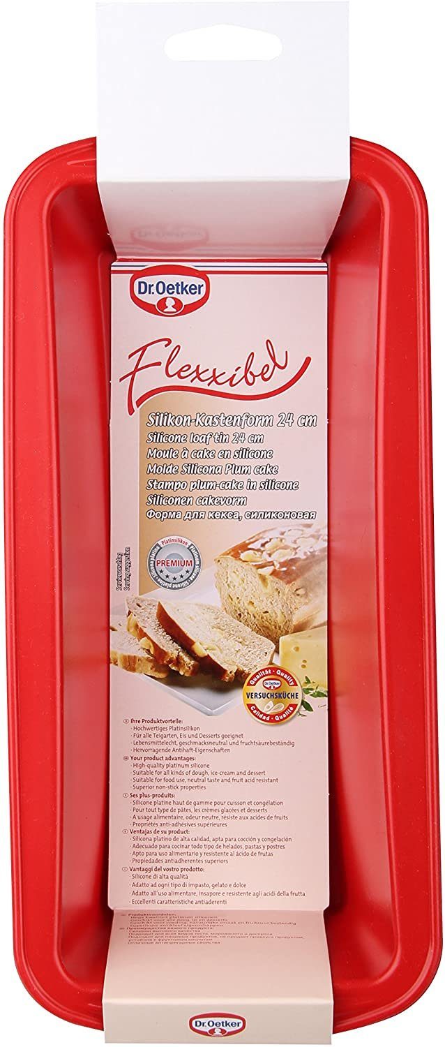 Dr. Oetker Küchenhelfer Kastenform Dr. Oetker - Silikon Backform Flexxibel Kastenform 1265 Rot, (1-tlg), Antihaft-Wirkung