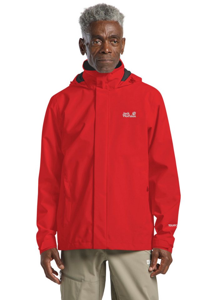 Jack Wolfskin Funktionsjacke TRAILTIME 2L JKT M mit im Kragen verstaubarer Kapuze, wasserdicht, winddicht