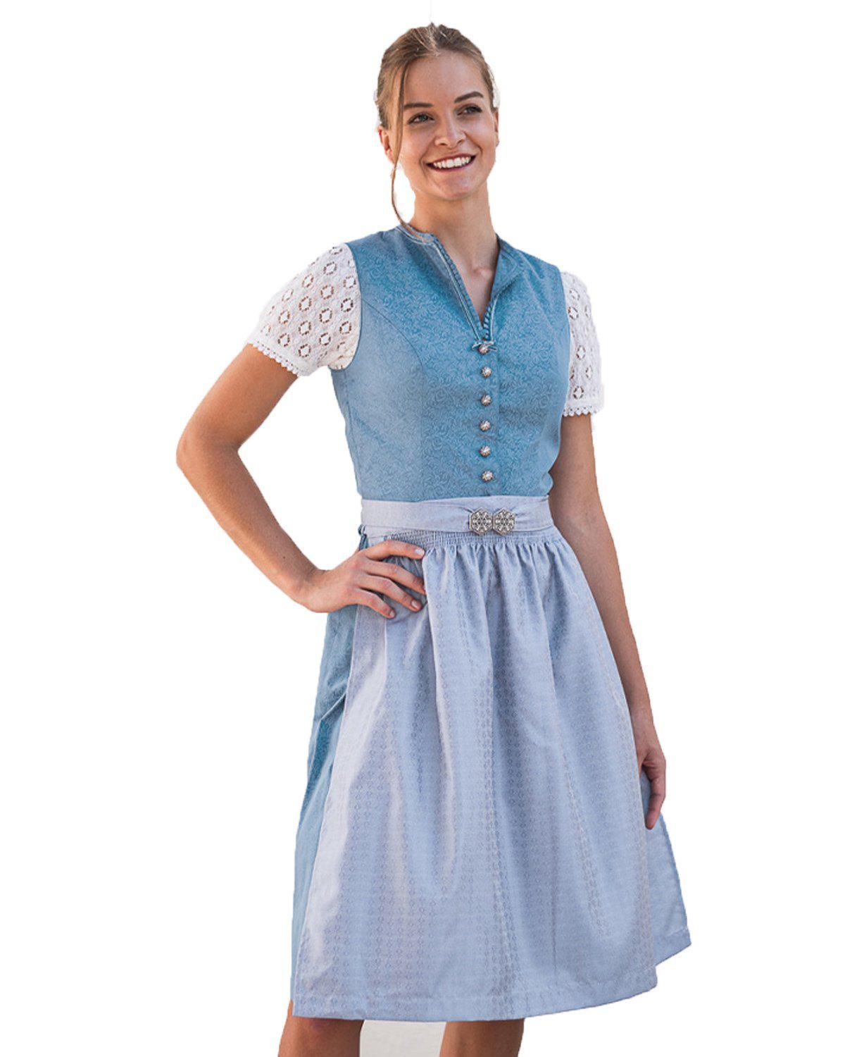 Turi Landhaus Dirndl 'Charlotte' Traditionell, Salzburger Blau - 65cm