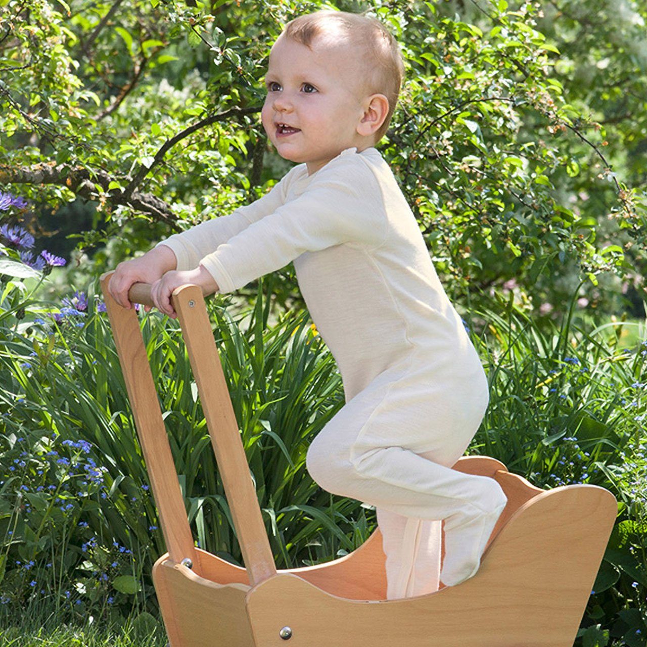 Engel Naturkleidung Schlafanzug (1 tlg) Baby Schlafanzug aus Bio Merinoschurwolle / Seide