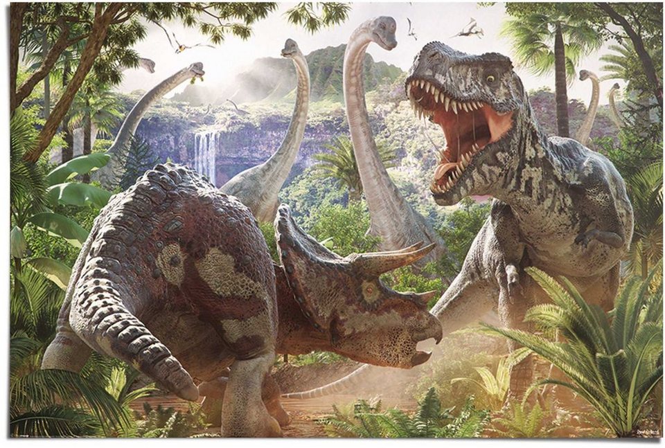 (1 St) Kampf Dinosaurier Poster Poster der Reinders! Dinosaurier,