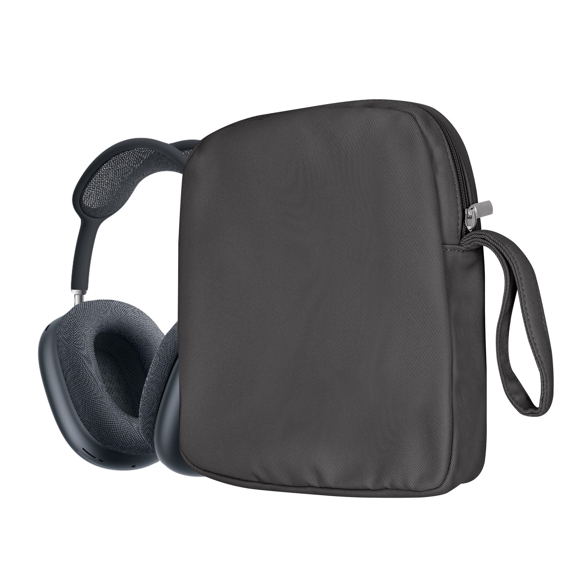 kwmobile Kopfhörer-Schutzhülle Over Ear Kopfhörer Tasche Apple AirPods Max / AirPods Max 2, Kopfhörer Hülle - Case mit Reißverschluss - Dunkelgrau