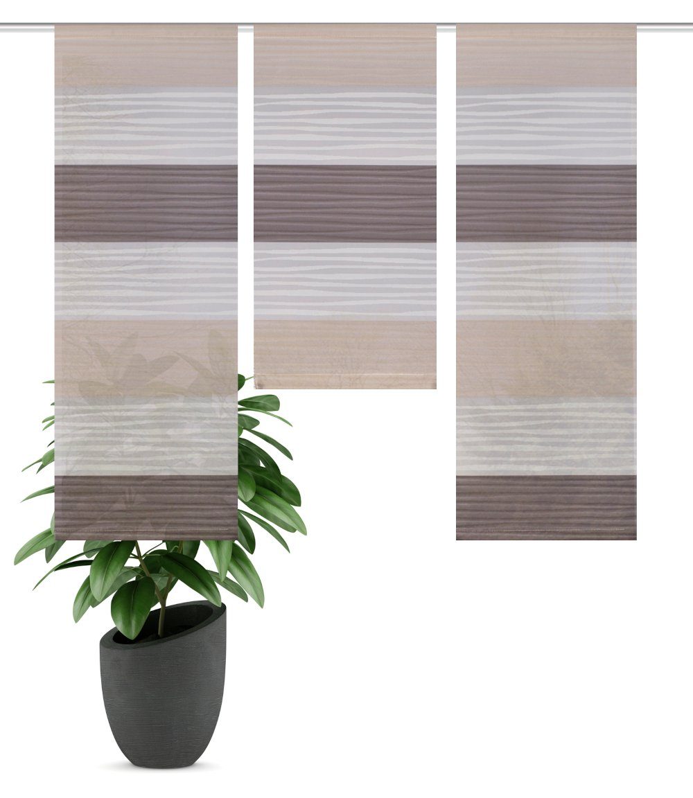 HOME WOHNIDEEN Scheibengardine 55983 3-TLG. Fensterset GABI Querstreifen halbtransparent 80x30, 60x30 (1 St), halbtransparent, Polyester