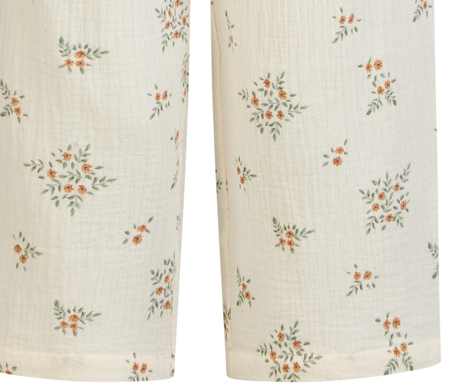 By Louise Pyjamahose Lace Luxury (1-tlg., 1-teilig) Damen Schlafhose Pyjamahose Musselin Caprihose Baumwolle