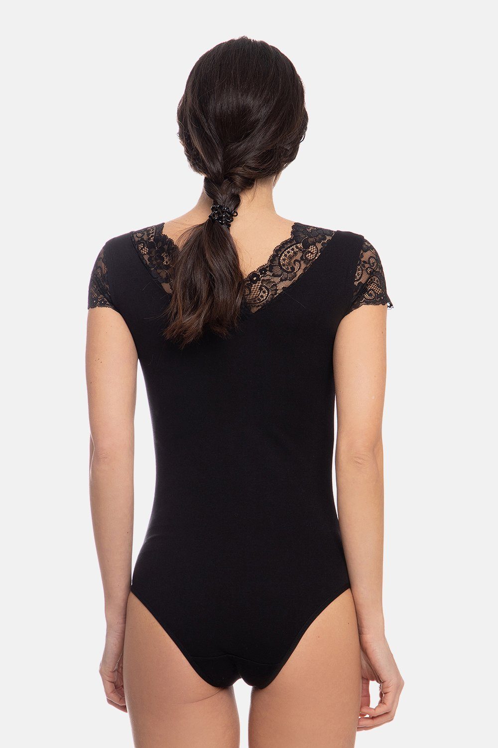 Evoni Body Kurzarmbody mit Spitzenärmeln