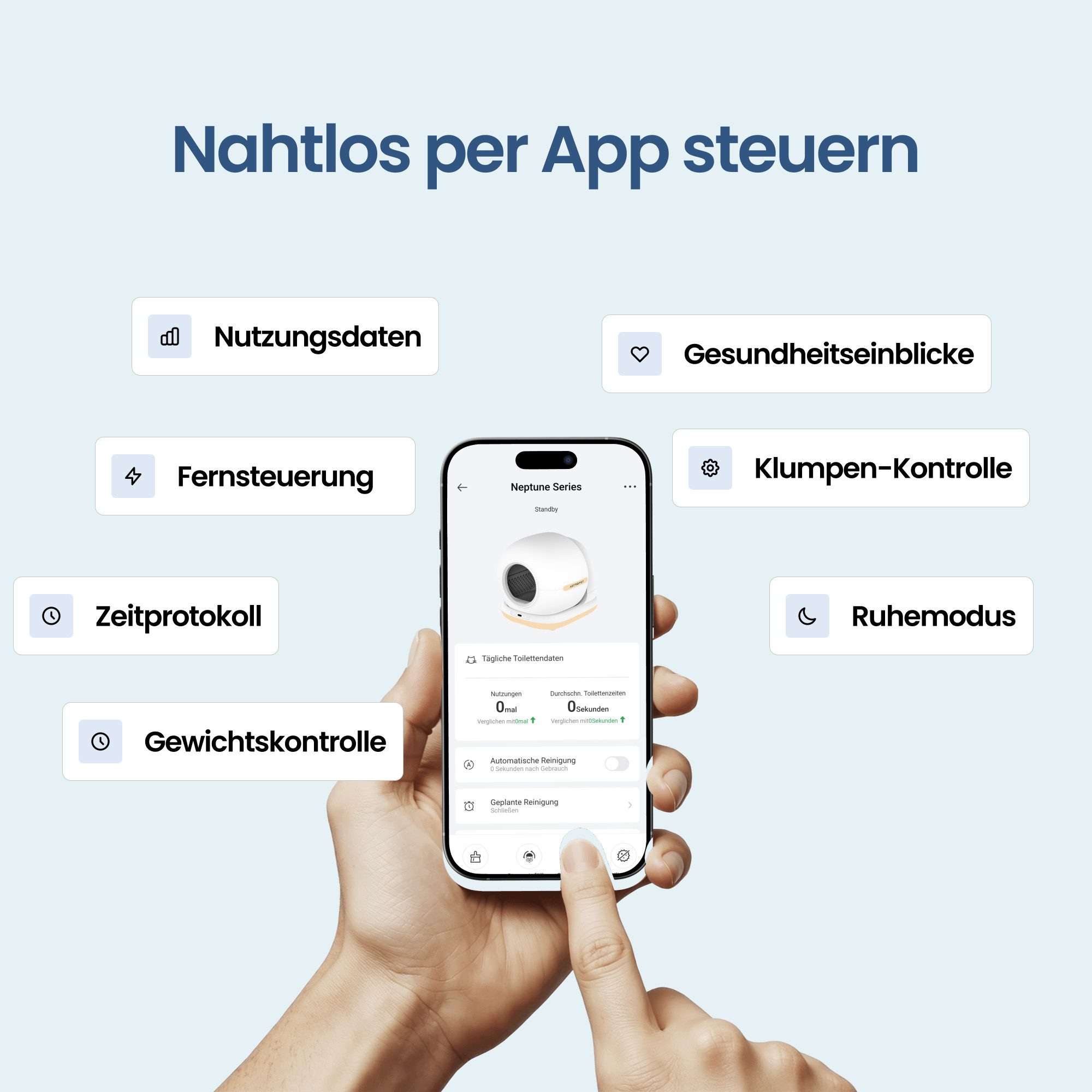 AstroPet Katzentoilette Neptune Series smarte Katzentoilette mit App-Steuerung