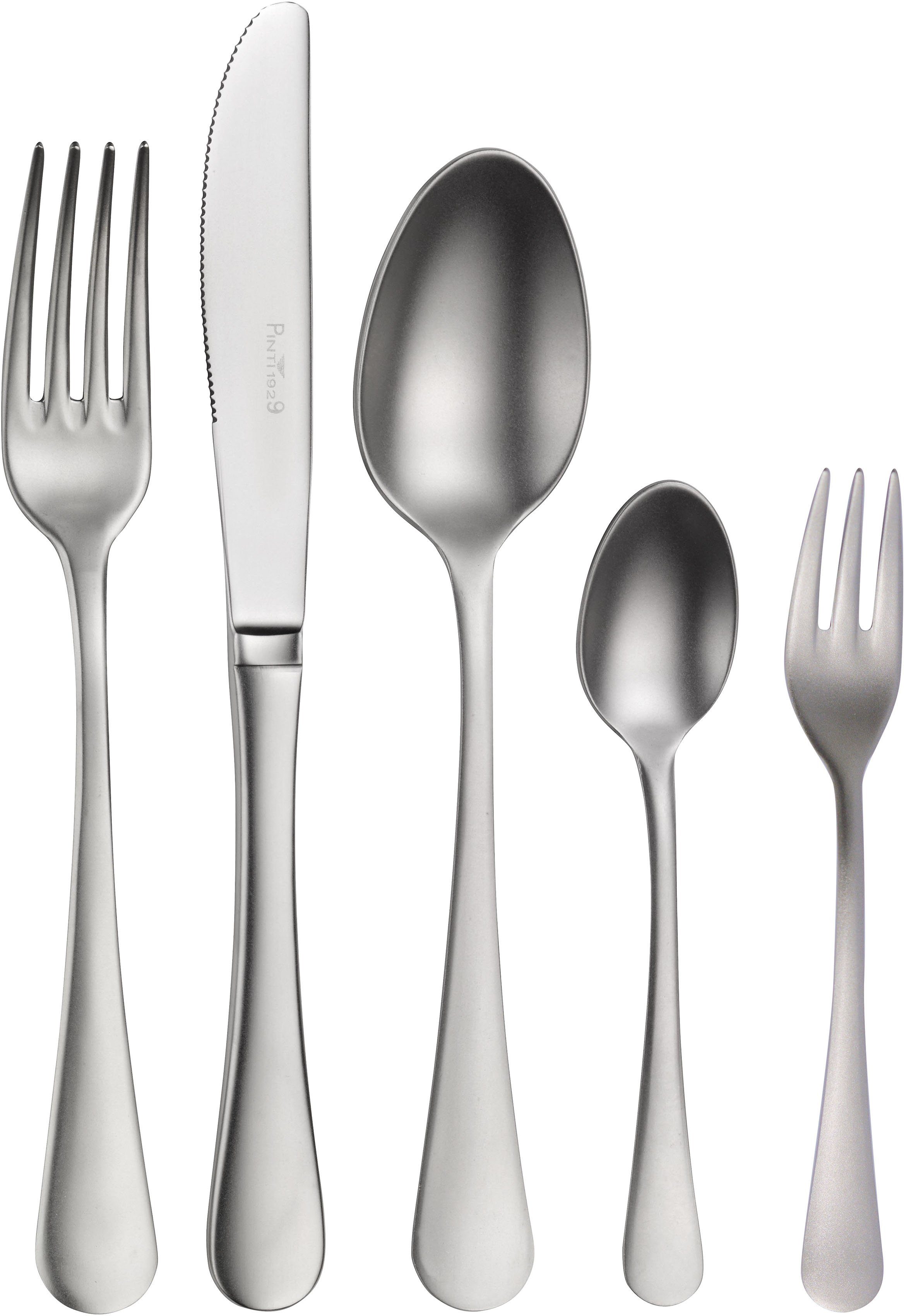 PINTINOX Besteck-Set Stresa Mystique (30-tlg), 6 Personen, Edelstahl 18/10, Optik sandgestrahlt