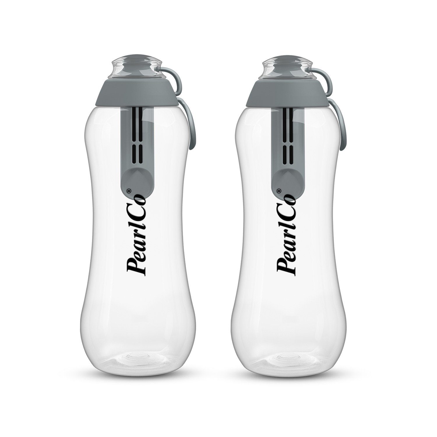 PearlCo Trinkflasche Zwei Trinkflaschen mit Filter 0,7 Liter grau