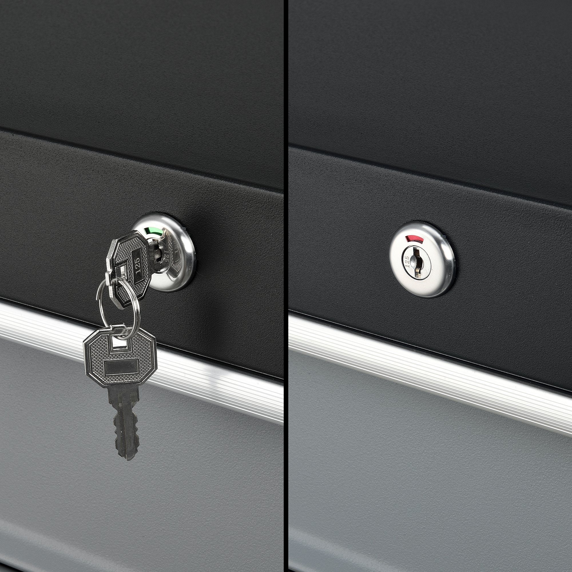 pro.tec Werkstattwagen, unbestückt, max. Traglast:50 kg, Werkzeugwagen mit 5 Schubladen Rollwagen abschließbar Stahl Schwarz