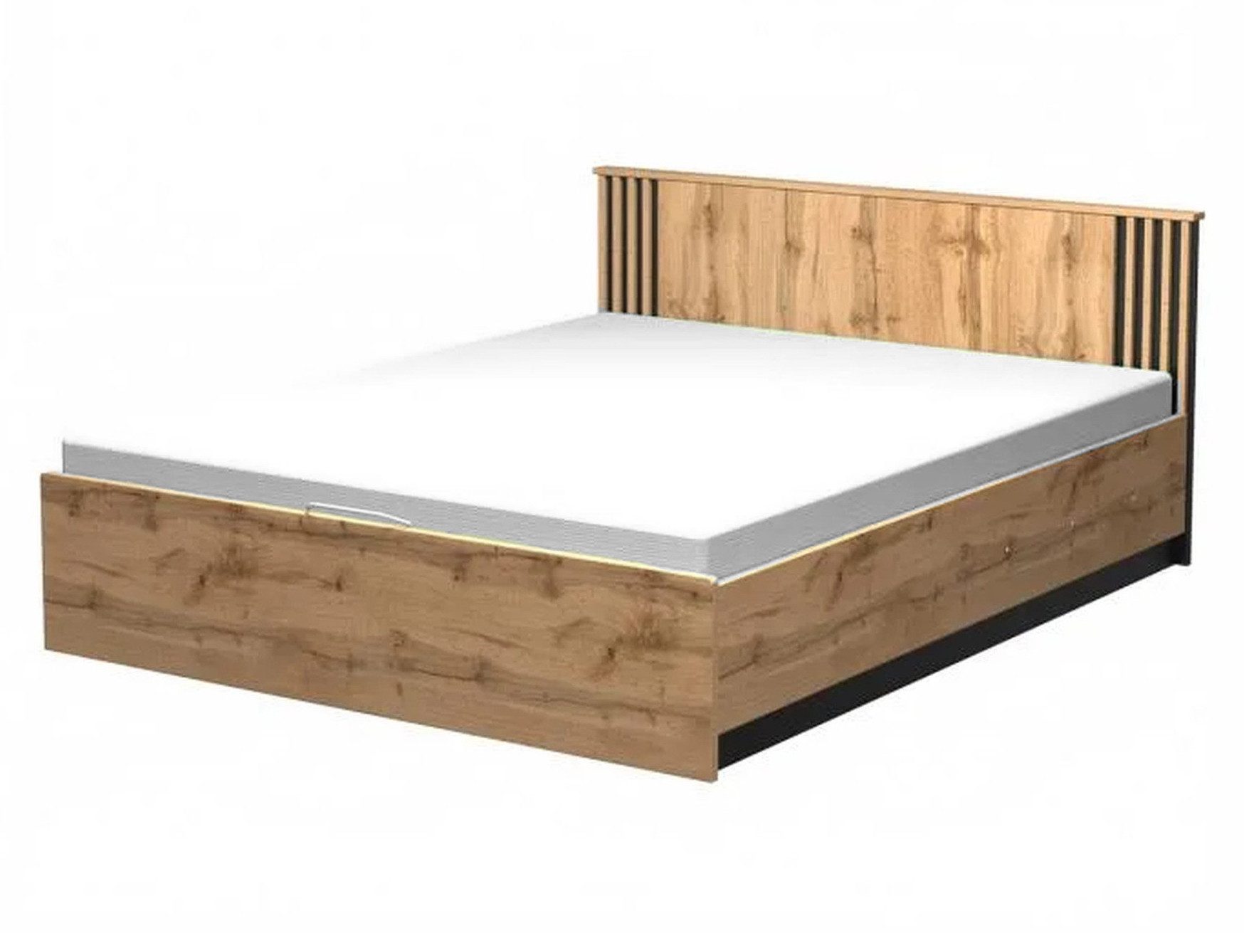 Beautysofa Holzbett mit Matratzen LAMELO 160x200cm (mit Rahmen), mit Bettkasten