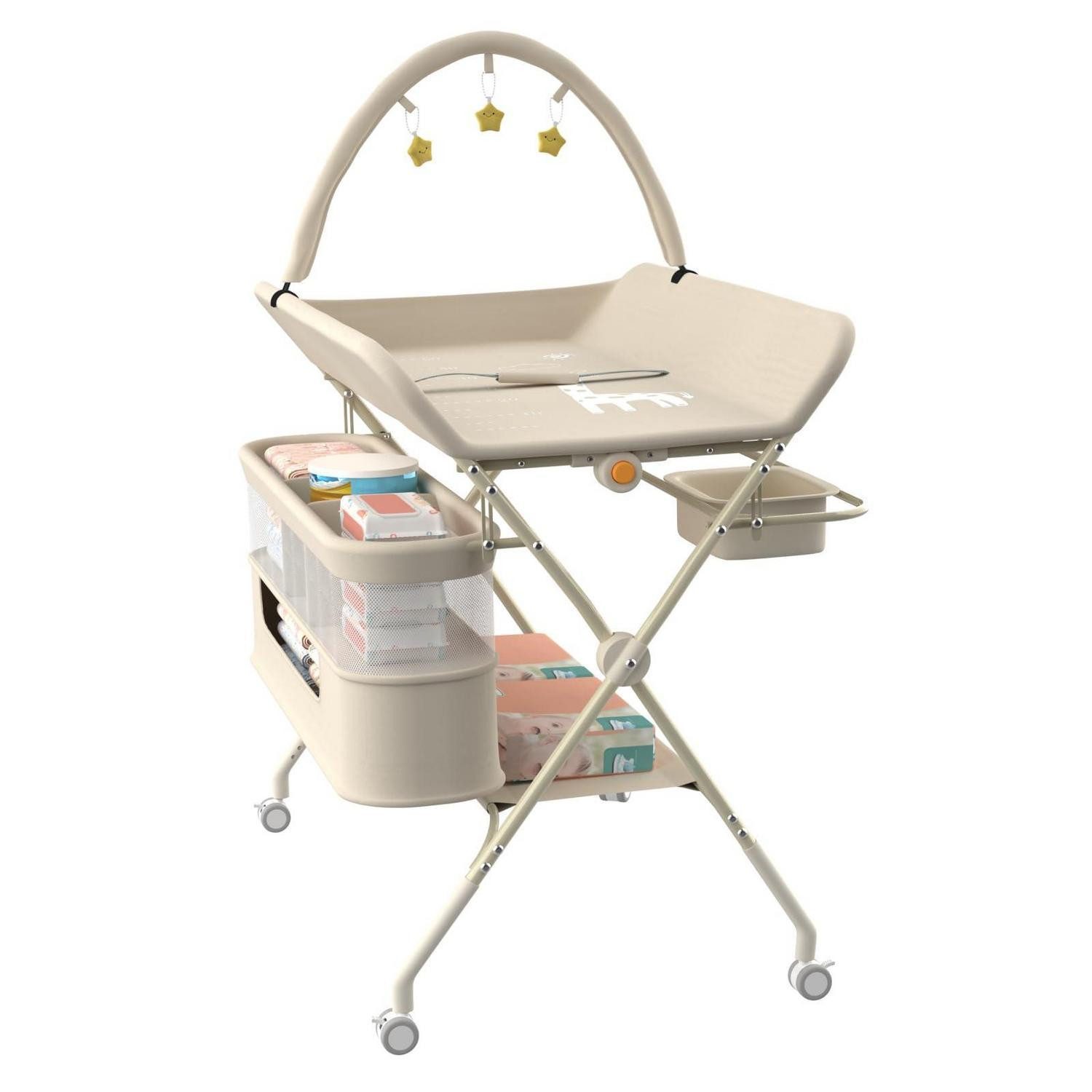 LuxusKollektion Wickelkommode Wickeltisch 4-in-1 faltbar tragbar Schwarz Cremeweiß