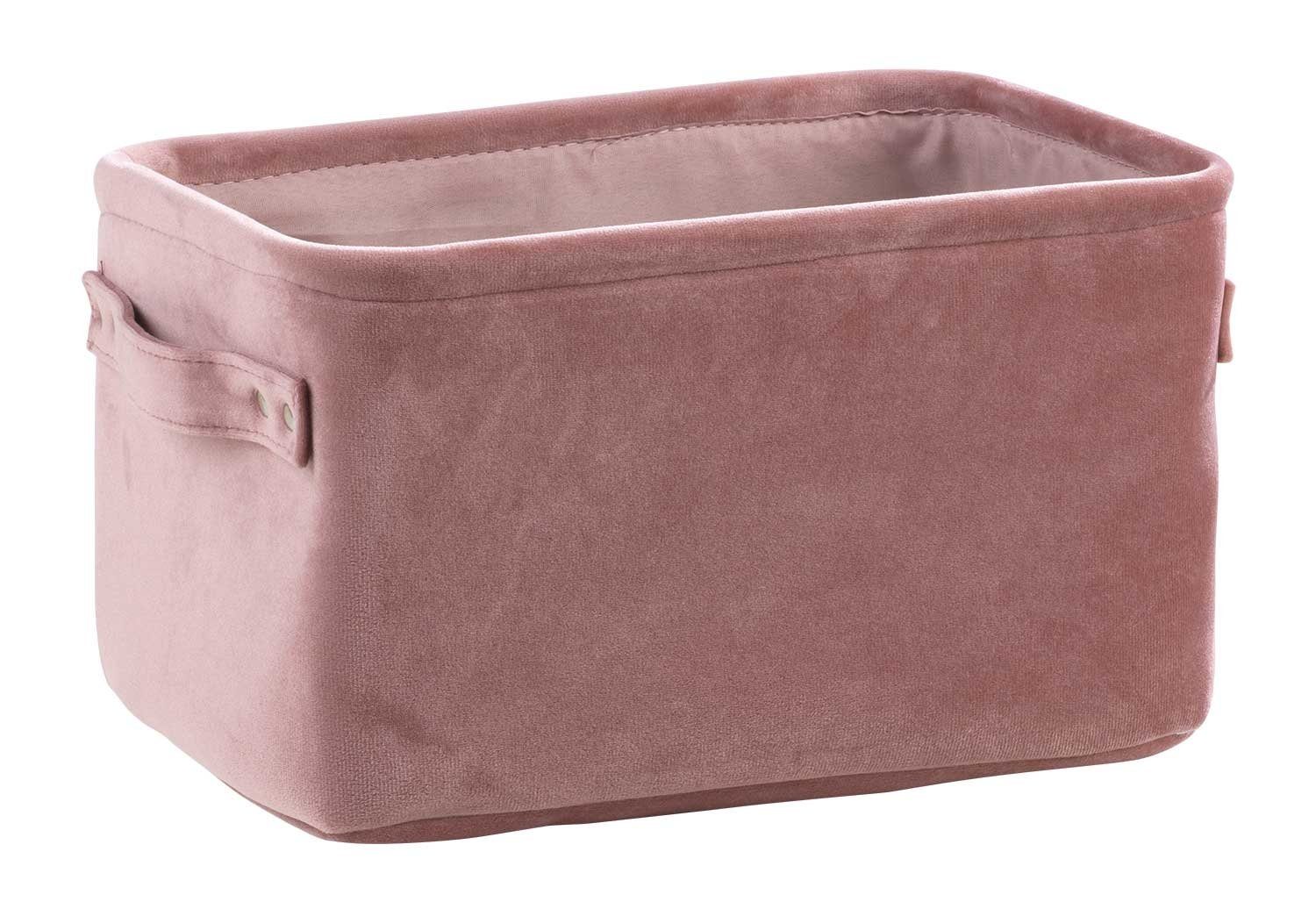 Aufbewahrungskorb Dekokorb, B 30 x T 21 cm, Rosa, Samtbezug