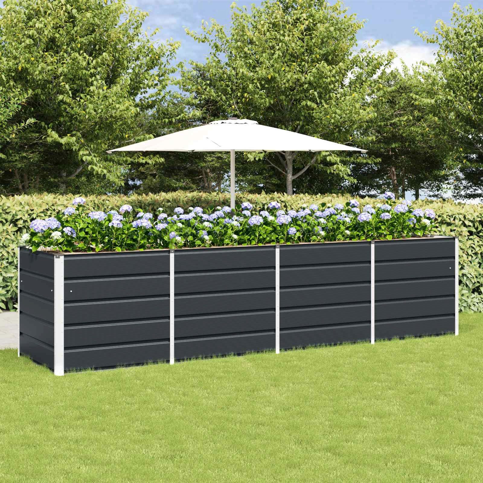 vidaXL Blumentopf Pflanzkübel Anthrazit 320 x 80 x 75 cm Stahl (1 St)